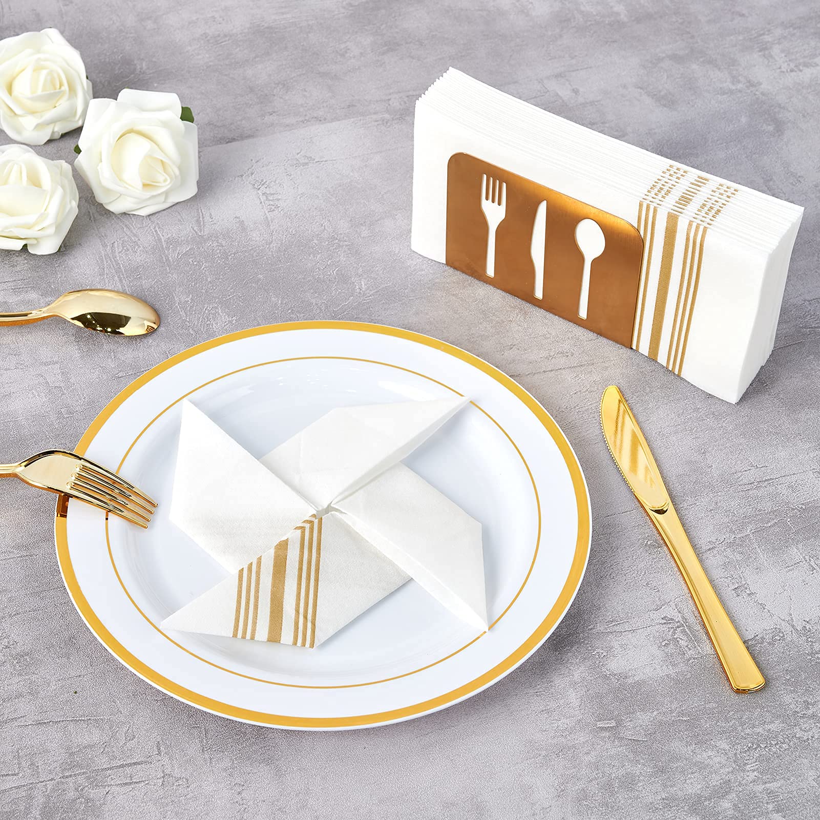 Vplus 150 PACK Guest Towels Disposable Bathroom, Decorative Bathroom Napkins, Soft, and Absorbent Disposable Paper Hand Towel for Dinners, Kitchen, Parties, Weddings, Christmas Party