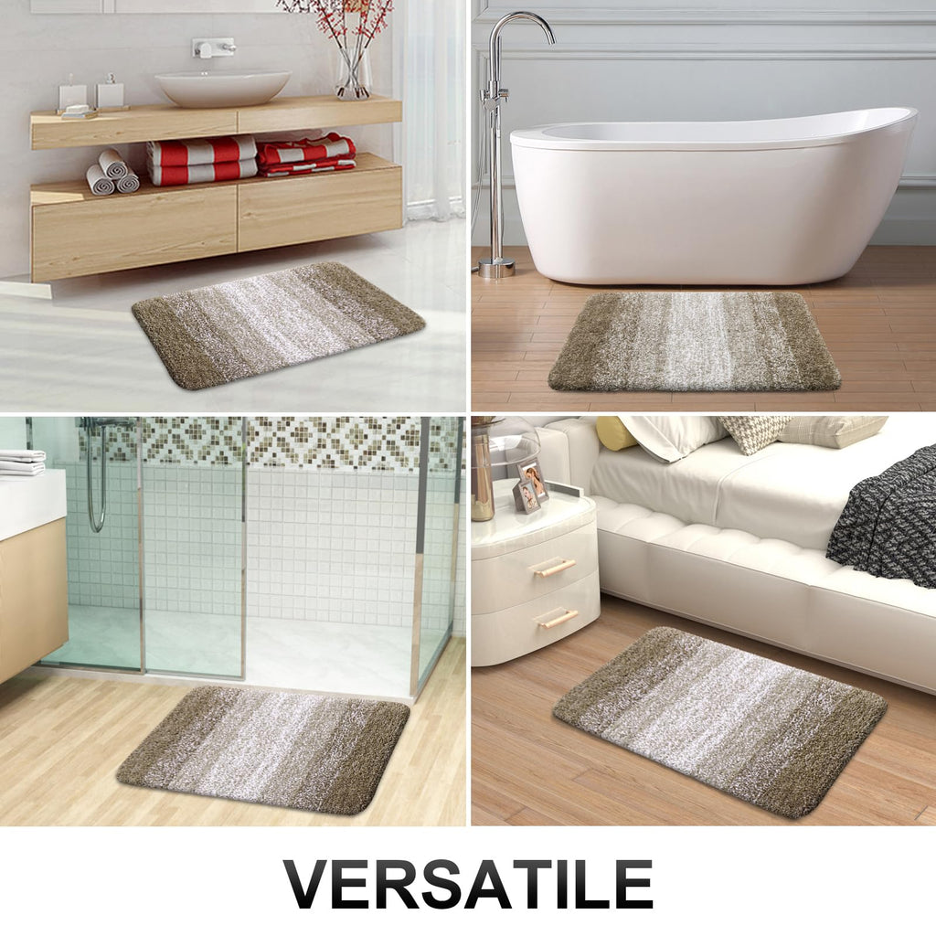 OLANLY Bathroom Rugs Sets 4 piece, Soft Microfiber Absorbent Bath Mat, U-Shaped Contour Toilet Mat and Toilet Lid Cover, Quick Dry, Machine Washable, Toilet Cover and Rug Set for Bathroom, Grey