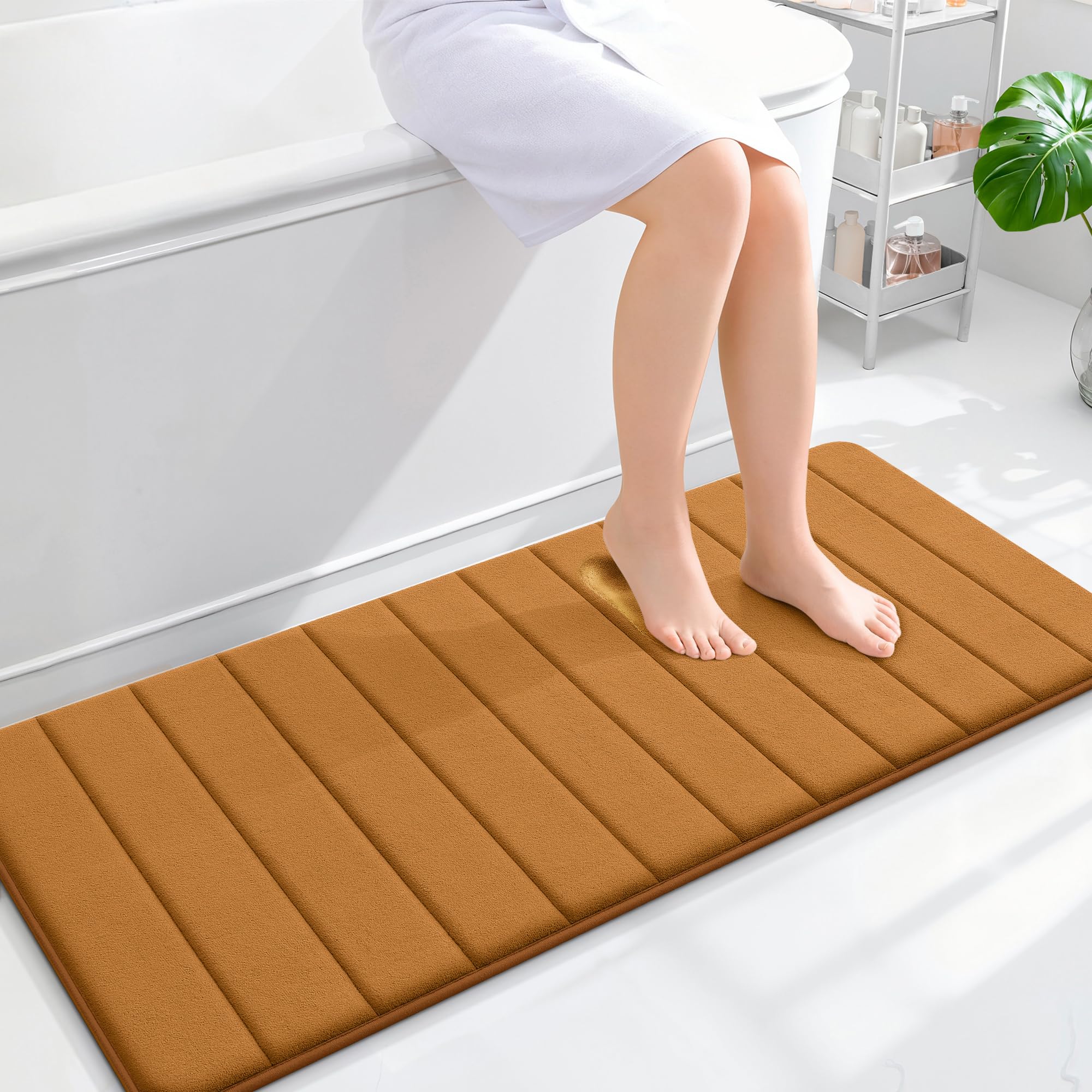 OLANLY Memory Foam Bath Mat 30x20, Super Soft Absorbent Bathroom Rugs, Quick Dry, Machine Washable Shower Floor Rugs, Bathmat Carpet, Bathroom Home Decor Accessories, Grey