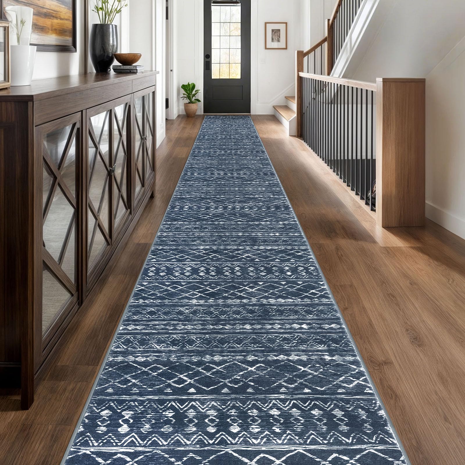 KUTA Washable Non-Slip Rugs for Entryway 2x3, Grey Moroccan Boho Small Area Rug, Ultra Soft Vintage Geometric Low-Pile Indoor Door Mat Floor Carpet for Indoor, Entrance, Kitchen, Bathroom, Bedroom