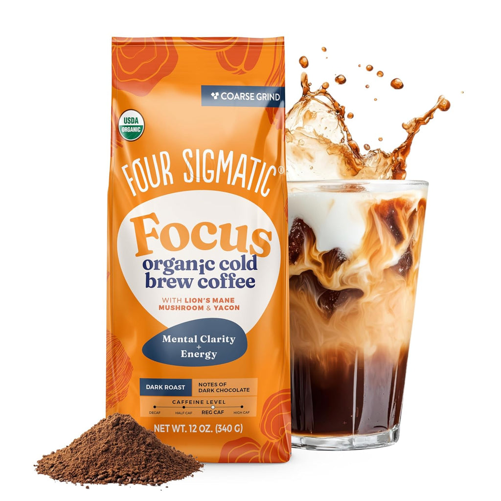 Four Sigmatic Gut Health Organic Ground Coffee | Medium Roast, Immune Boosting Probiotic Mushroom Coffee with Chaga & Turkey Tail for Gut Health & Immune Support | 12oz Bag