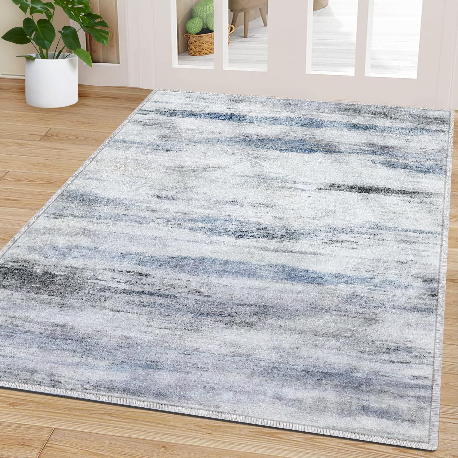 CRISTGEE Door Mat, Front Indoor Door Mat Faux Wool Non-Slip Entryway Rug Absorbent Abstract Throw Rug for Indoor Entrance Hallway Laundry Room, High Traffic Areas, 20X32 Inches, Gray Washable