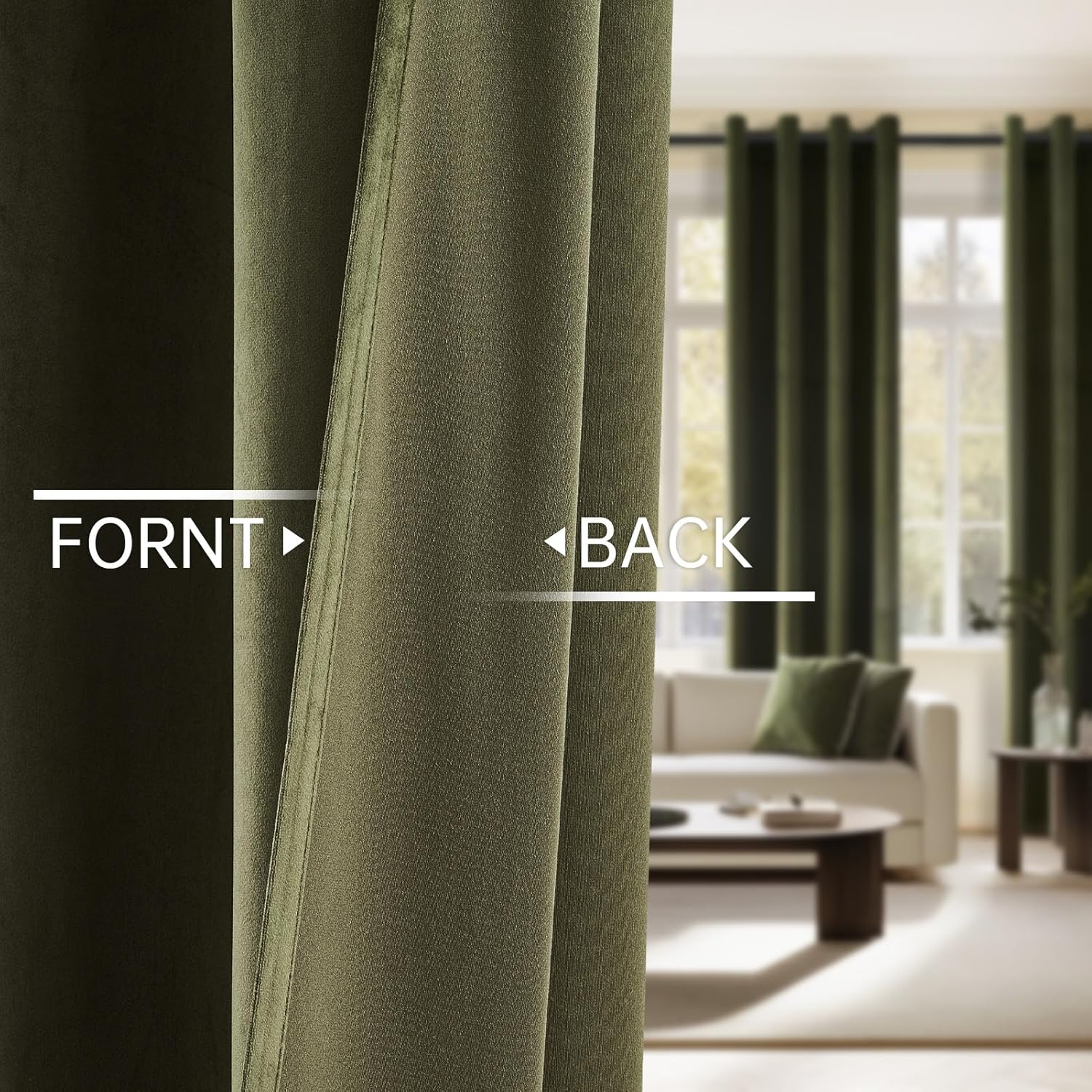 Topfinel Olive Green Velvet Blackout Curtains 84 Inches Long,Soundproof Room Darkening Dark Green Thermal Insulated Boho Elegant Moody Grommet Curtains for Living Room Bedroom 2 Panels