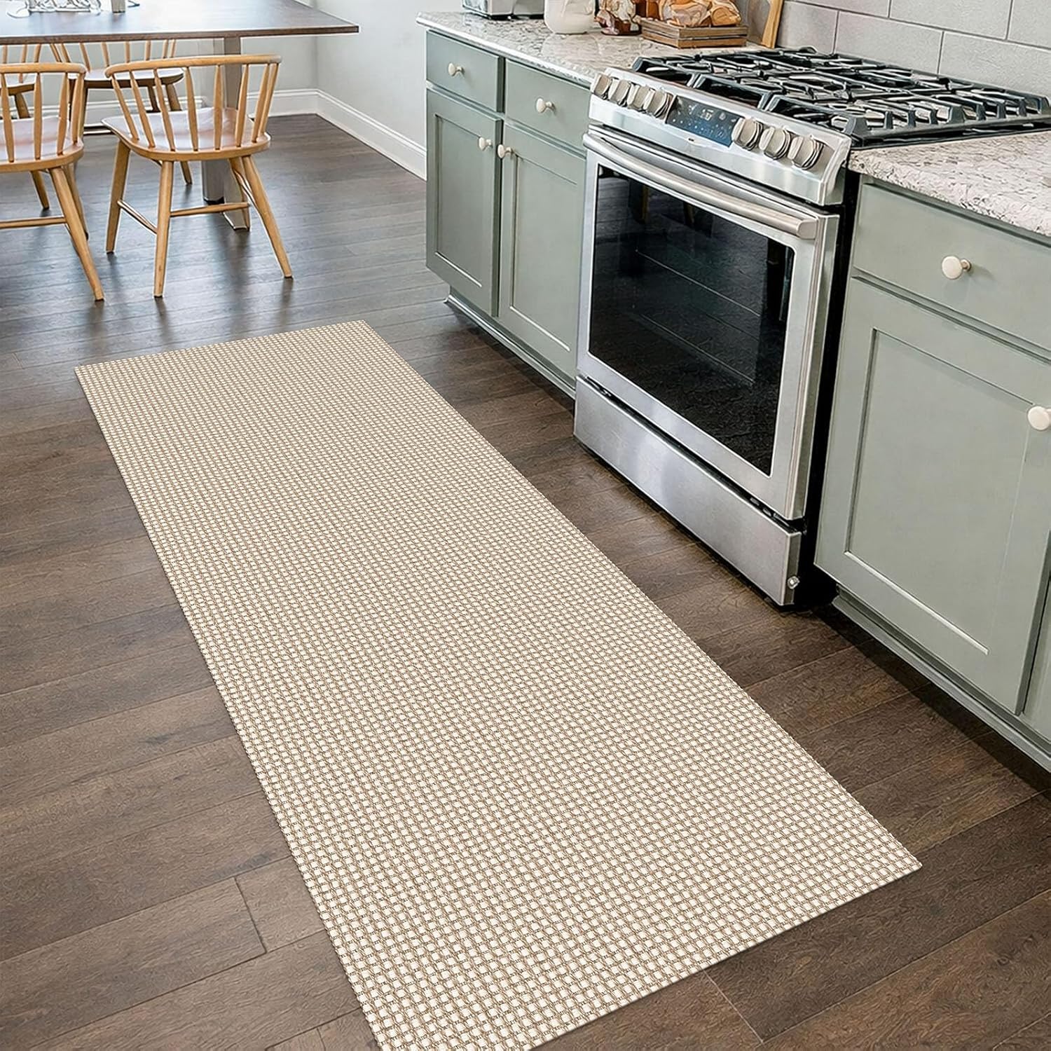 IOHOUZE Small Area Rug 2x3 Washable Woven Rugs for Entryway Non Slip Rubber Backed Kitchen Rugs Indoor Outdoor Doormat Throw Rug Floor Carpet for Entrance Front Door, Orange/Tan/Brown