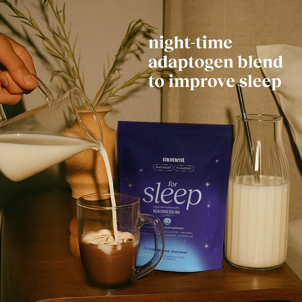Moment Sleep Powder (Shark Tank) | Hot Chocolate | Melatonin Alternative | 0 Sugar | Low Calorie | Mushroom Drink | Adaptogens, Reishi, GABA, Magnesium, Chamomile | Keto | Dairy Free | 15 Servings