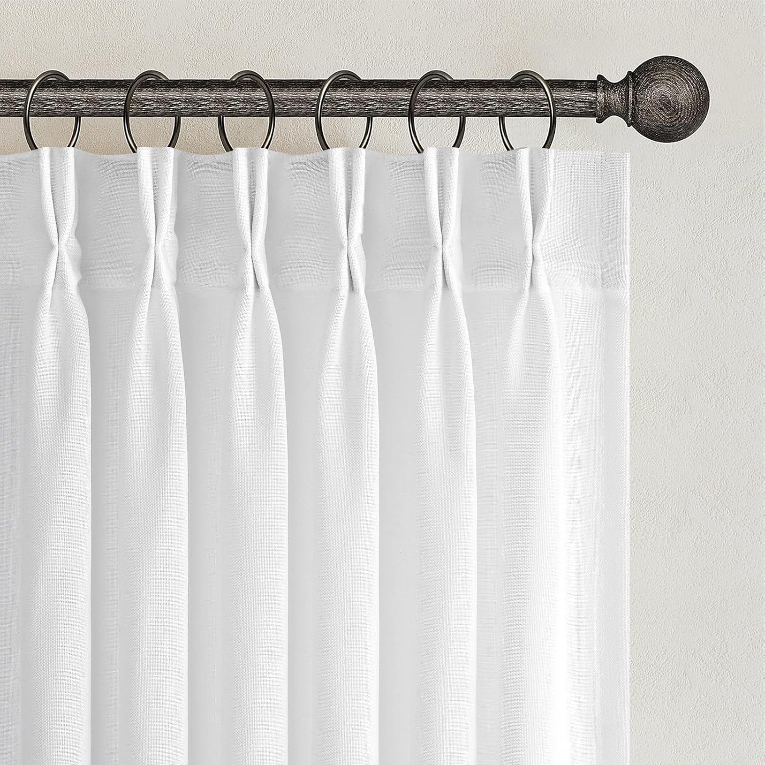 96 Inches Long Pleated Sheer Curtains,Dark Linen Blended Light Filtering Window Curtains 96 Length 2 Panels for Living Room Bedroom Pinch Pleat Drapes with Hooks 2 Panels 40" Wx96 L,Light Brown