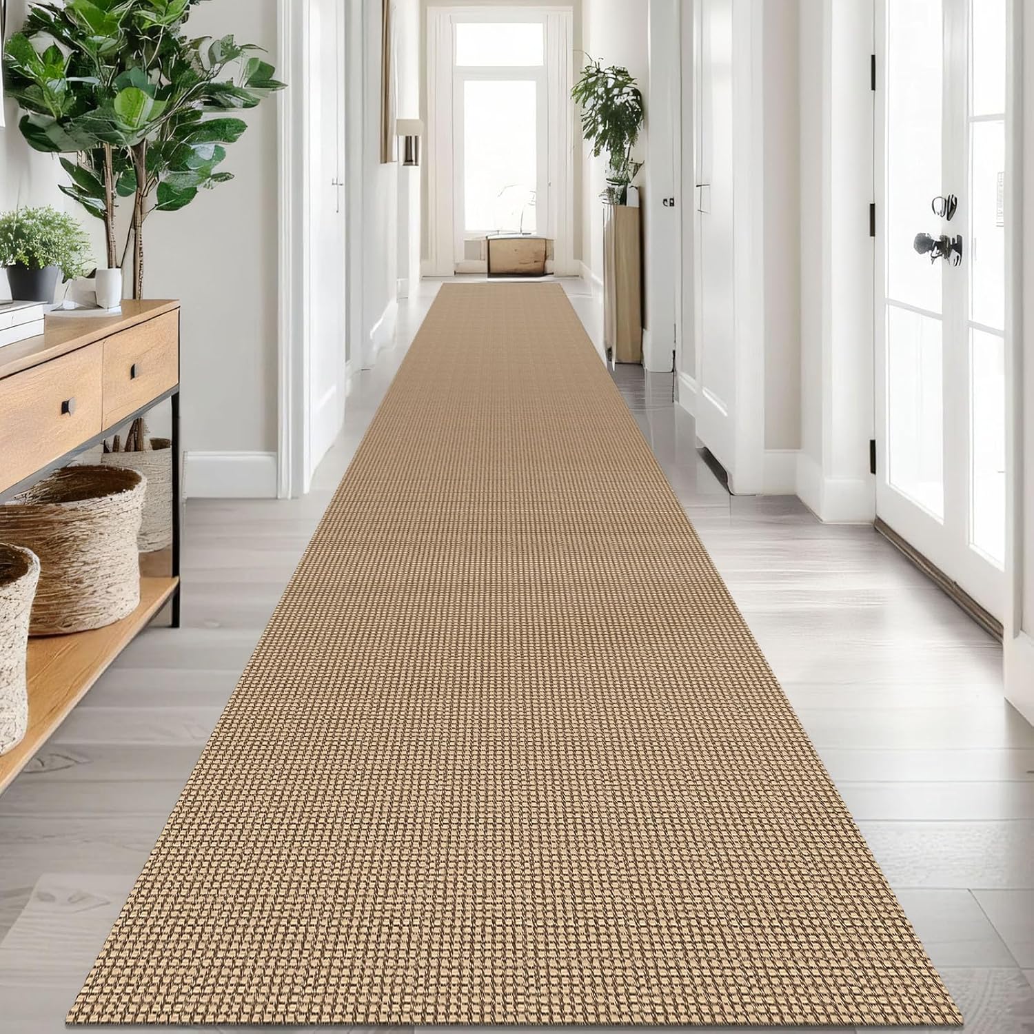 IOHOUZE Small Area Rug 2x3 Washable Woven Rugs for Entryway Non Slip Rubber Backed Kitchen Rugs Indoor Outdoor Doormat Throw Rug Floor Carpet for Entrance Front Door, Orange/Tan/Brown