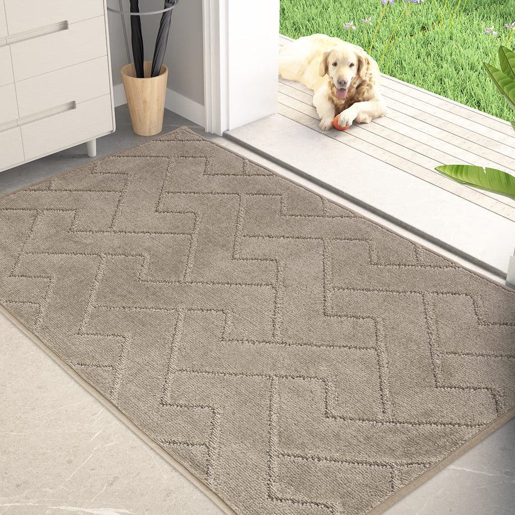 PURRUGS Dirt Trapping Door Mat 20" x 31.5", Non-Slip Machine Washable Entry Rug, Dog Doormat, Indoor Front Door Mat, Super Absorbent Entryway Rug for Muddy Shoes & Paws, Taupe