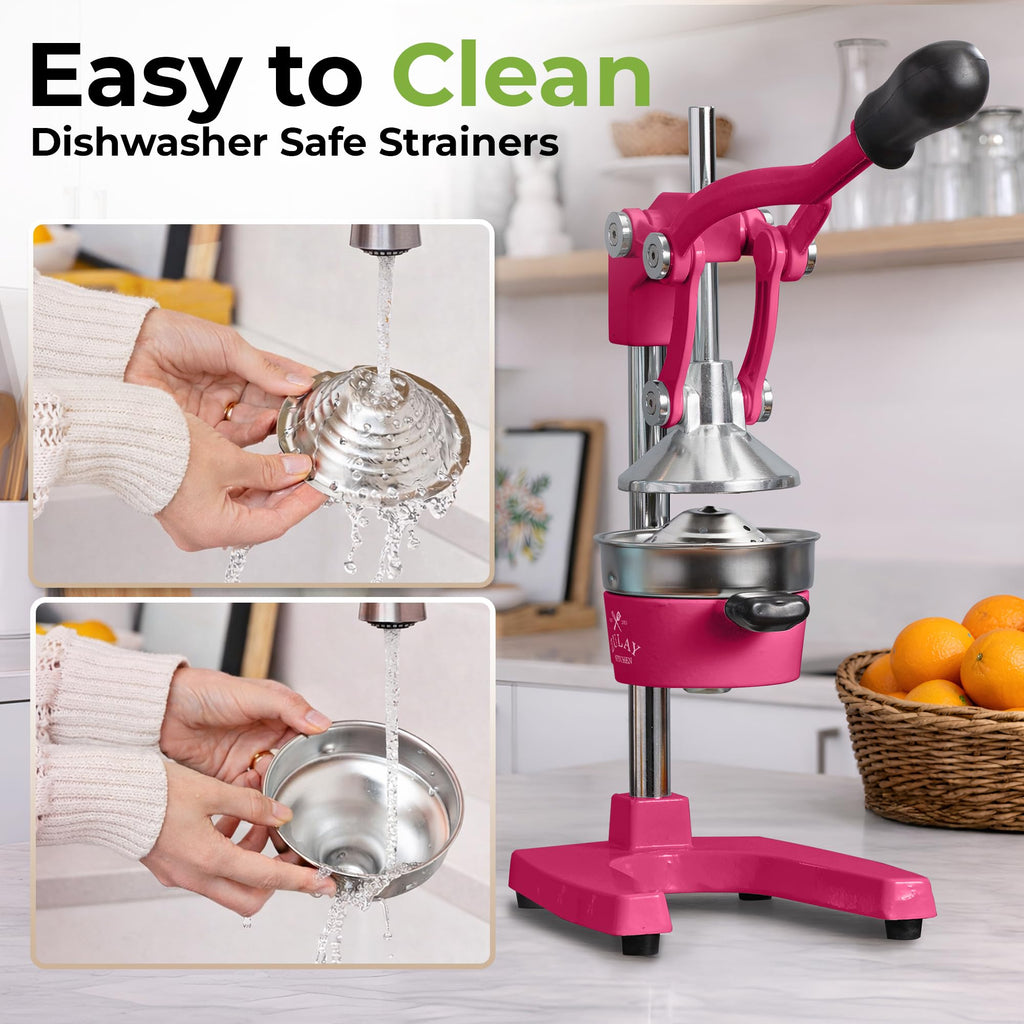 Zulay Kitchen Cast Iron Juicer - Easy-to-Clean Heavy-Duty Manual Juicer, Professional Citrus Juicer - Stainless Steel Lemon Squeezer - Manual Citrus Press & Orange Squeezer - Orange Juicer (Black)