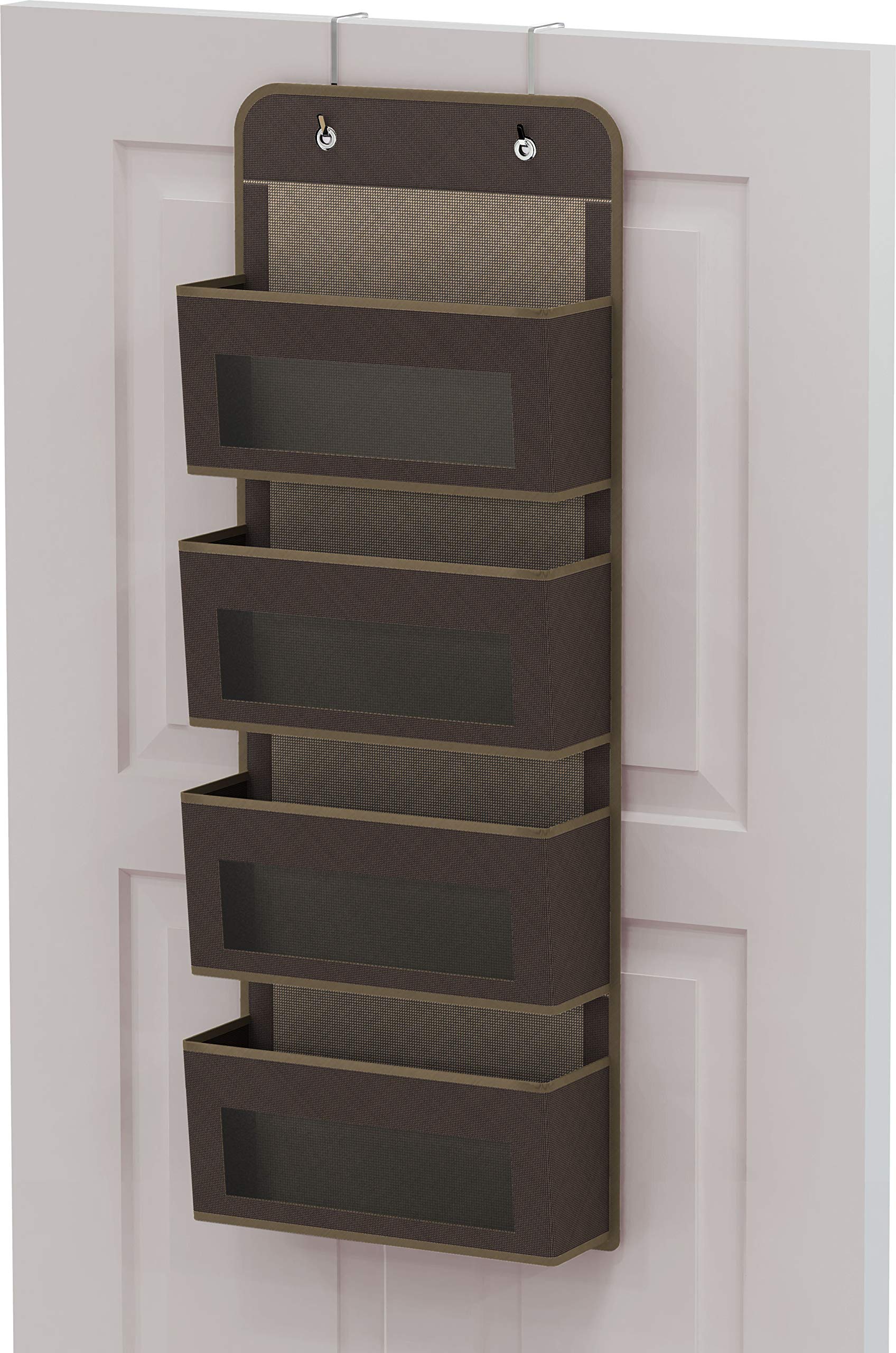 Simple Houseware 6 Clear Window Pocket Over Closet Door Storage Hanging Organizer for Bedroom, Bathroom, Pantry, Beige