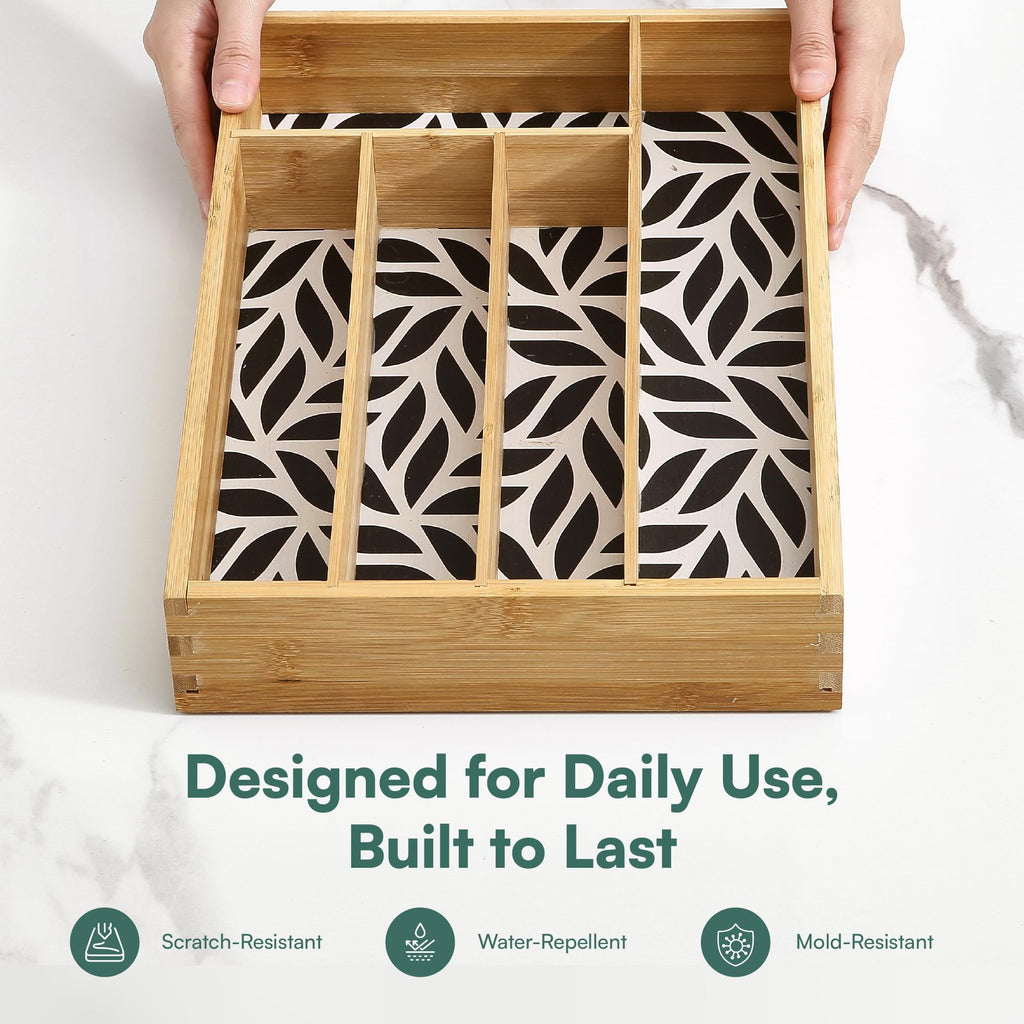 Silverware Organizer - Expandable Kitchen Drawer Organizer - Adjustable Kitchen Drawer Organizer for Utensils, Expandable to 22 Inches Wide, 10 Compartments, Silverware Tray for Drawer