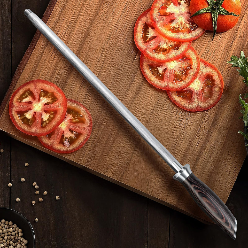 HOSHANHO Honing Rod,10 Inch Professional Kitchen Knife Sharpener Rod, Japanese High Carbon Knife Sharpening Steel with Ergonomic Pakkawood Handle, Ideal for All Chef Knives