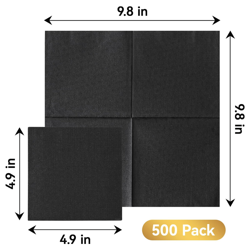 Vplus 1000 Pack Black Cocktail Napkins, Elegant Beverage Napkins, 3-Ply Disposable Paper Napkins 4.9x4.9 inch, Perfect for Restaurant, Bar, Party, Wedding, Dessert Napkins