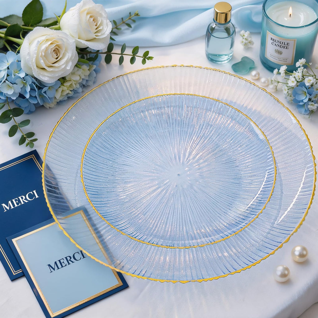 DaYammi 60Pcs Sage Green Plastic Plates with Gold Rim,Disposable Plates Set Includes 30 Dinner Plate & 30 Salad Plate,Fancy Green Party Plates with Radial Texture for Party Wedding Dinner