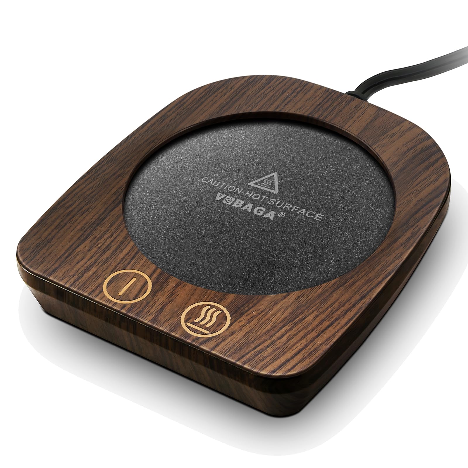 VOBAGA Imitation Wood Grain Coffee Cup Warmer & Mug Warmer for Desk, Electric Coffee Warmer Plate with 3-Temp Settings for Tea, Cocoa, Milk with Auto Shut Off After 4 Hours, Coffee Gifts for Women Men