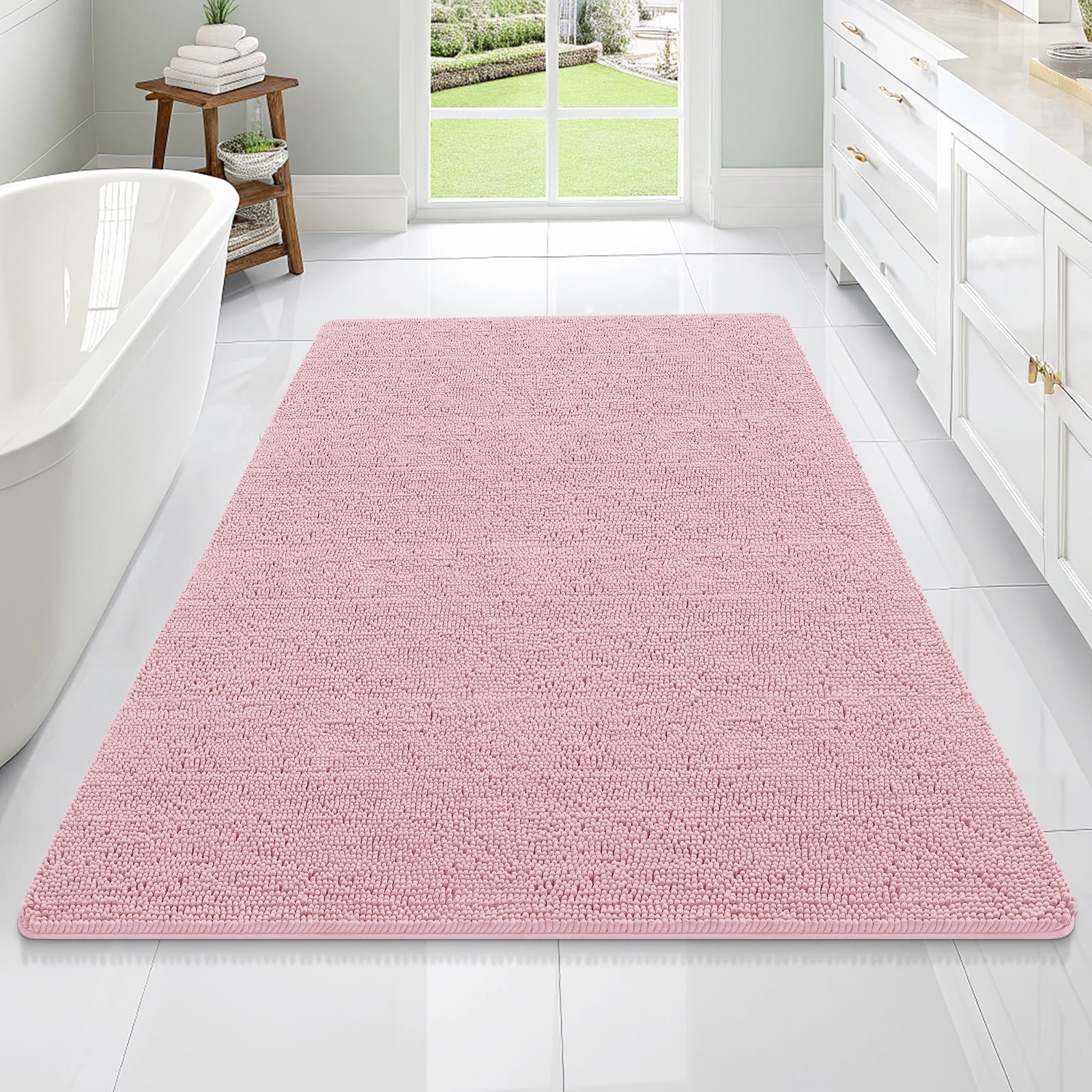 OLANLY Bathroom Rugs 30x20, Extra Soft Absorbent Chenille Bath Rugs, Rubber Backing Quick Dry, Machine Washable Bath Mats for Bathroom Floor, Tub and Shower, Home Decor Accessories, Grey