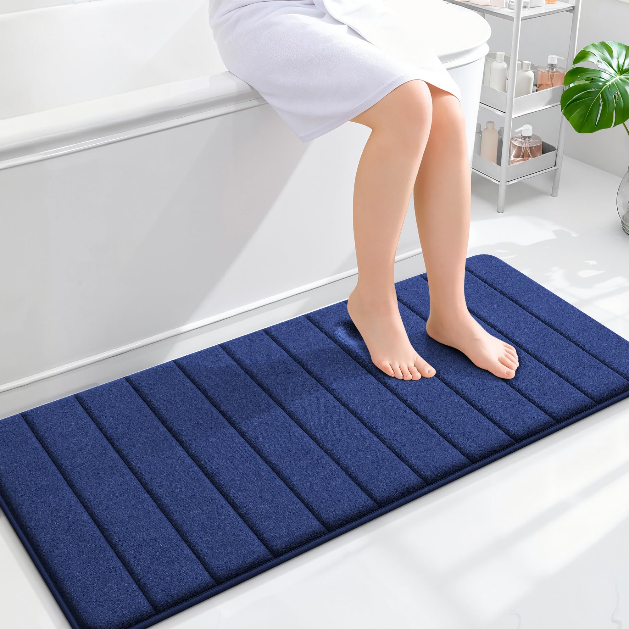 OLANLY Memory Foam Bath Mat 30x20, Super Soft Absorbent Bathroom Rugs, Quick Dry, Machine Washable Shower Floor Rugs, Bathmat Carpet, Bathroom Home Decor Accessories, Grey