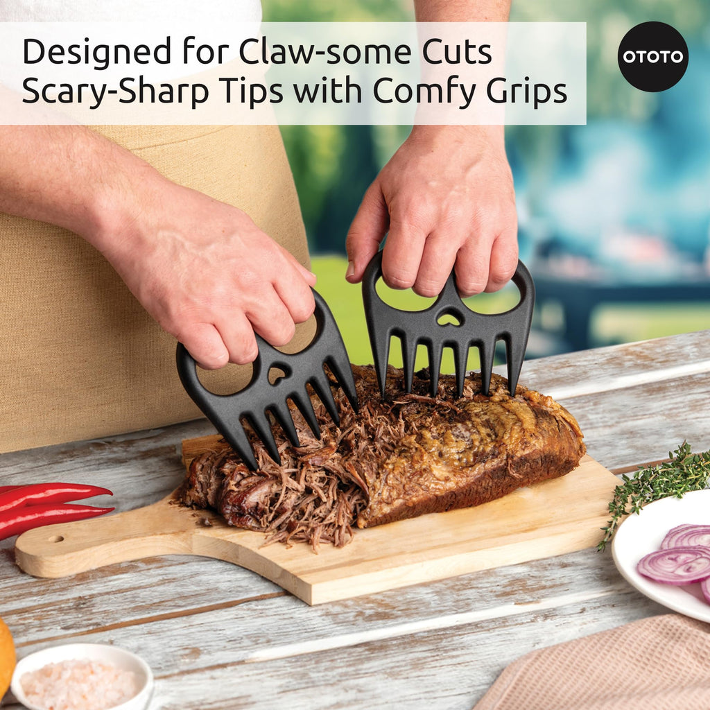 OTOTO New Meat Muncher Meat Claws - Meat Shredder Claws, BBQ Accessories, Grilling Gifts for Men, Halloween Goth Accessories, Spooky Skull Shredder for Goth Kitchen, Heat Resistant Claws (Black)