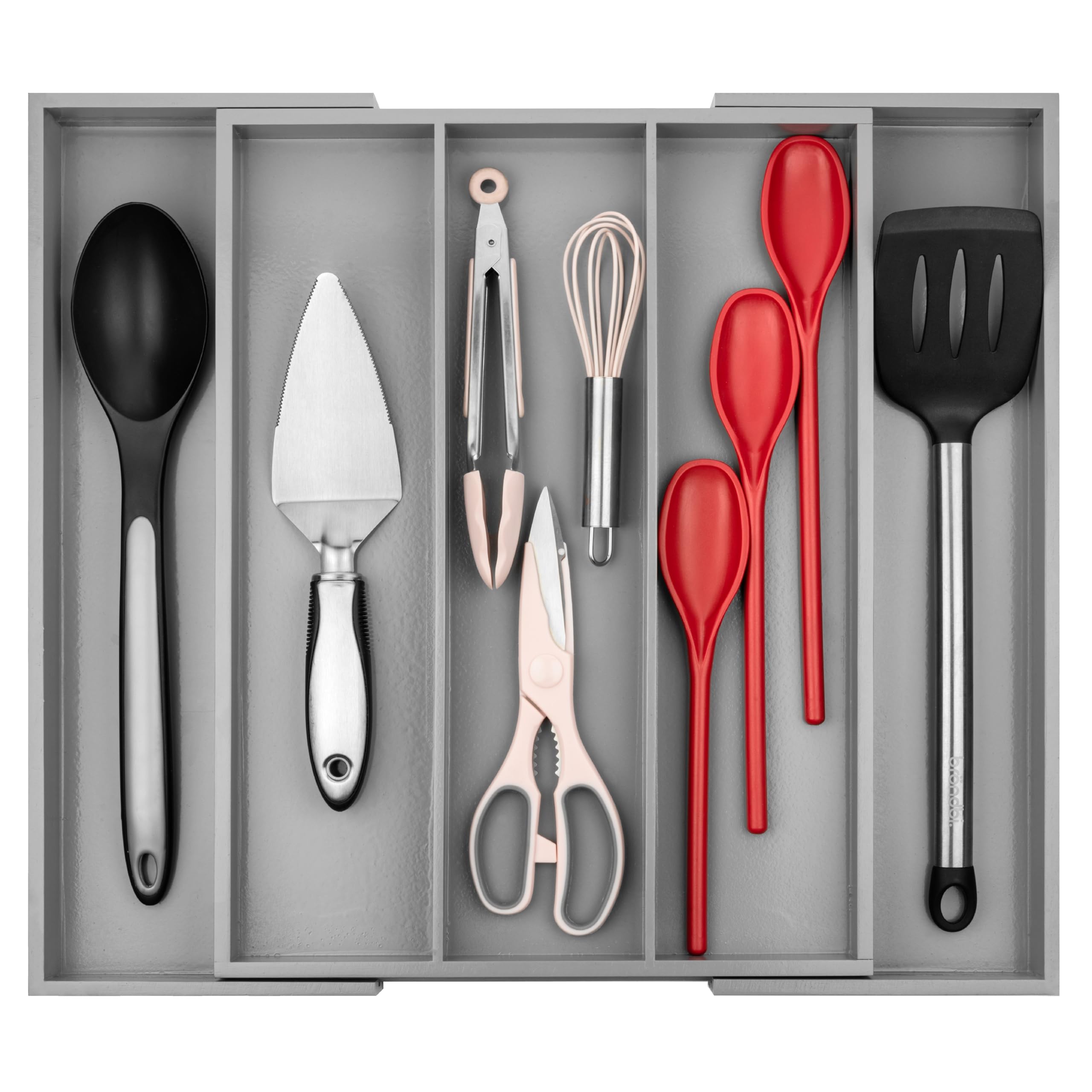 Purawood Bamboo Drawer Organizer - Expandable Silverware Organizer & Utensil Drawer Organizer, Cutlery Tray with Dividers, 7-9 Slots- Kitchen Organizer for Utensils & Flatware (Natural)