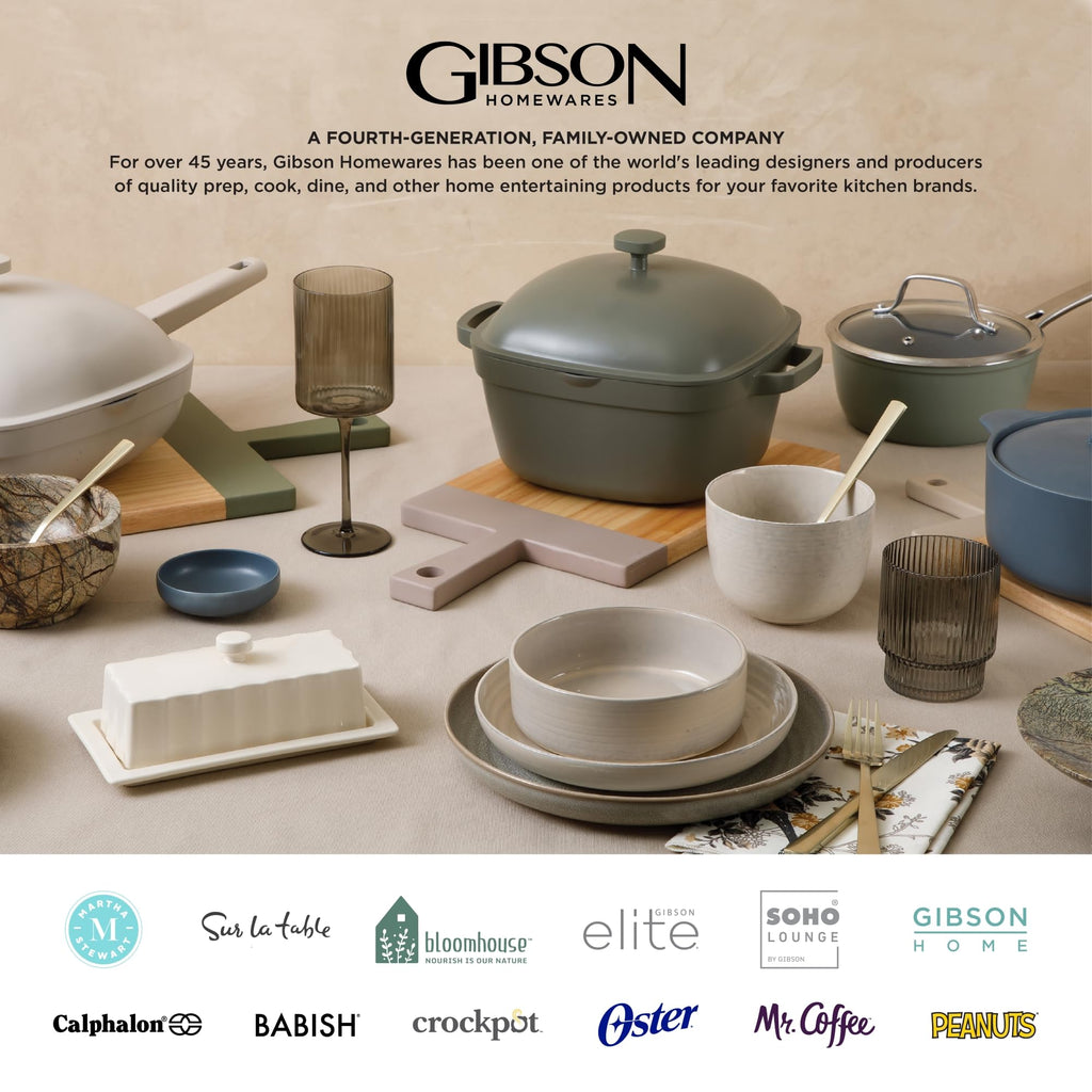 Gibson Elite Soho Lounge Round Reactive Glaze Stoneware Dinnerware Set, Service for 4 (16pc), Blue, Soho Round.