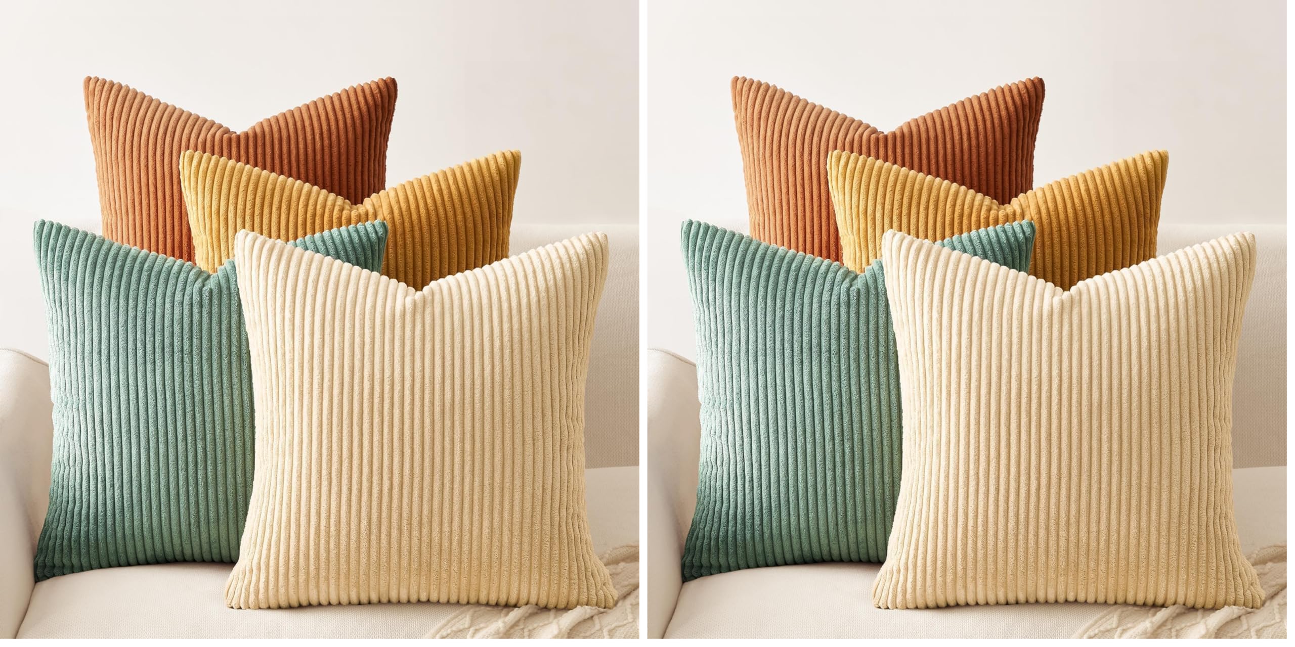 Topfinel Decorative Throw Pillow Covers Cushion Cases, Set of 4 Soft Velvet Modern Double-Sided Designs, Mix and Match for Boho Farmhouse Fall Home Decor (18x18 inch, Orange/Teal)