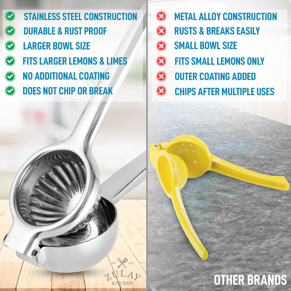 Lemon Squeezer Stainless Steel with Premium Quality Heavy Duty Solid Metal Squeezer Bowl - Large Manual Citrus Press Juicer and Lime Squeezer Stainless Steel - by Zulay Kitchen