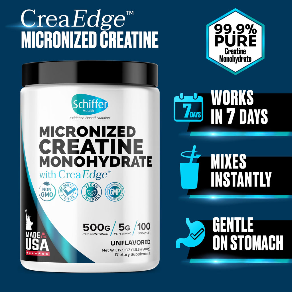 Creatine Monohydrate Powder 500g – Supports Muscle Growth, Strength & Cognitive Function*, 5g per Serv - 100 Servings, Pure Micronized Creatine for Enhanced Performance, Unflavored, 17.9 oz