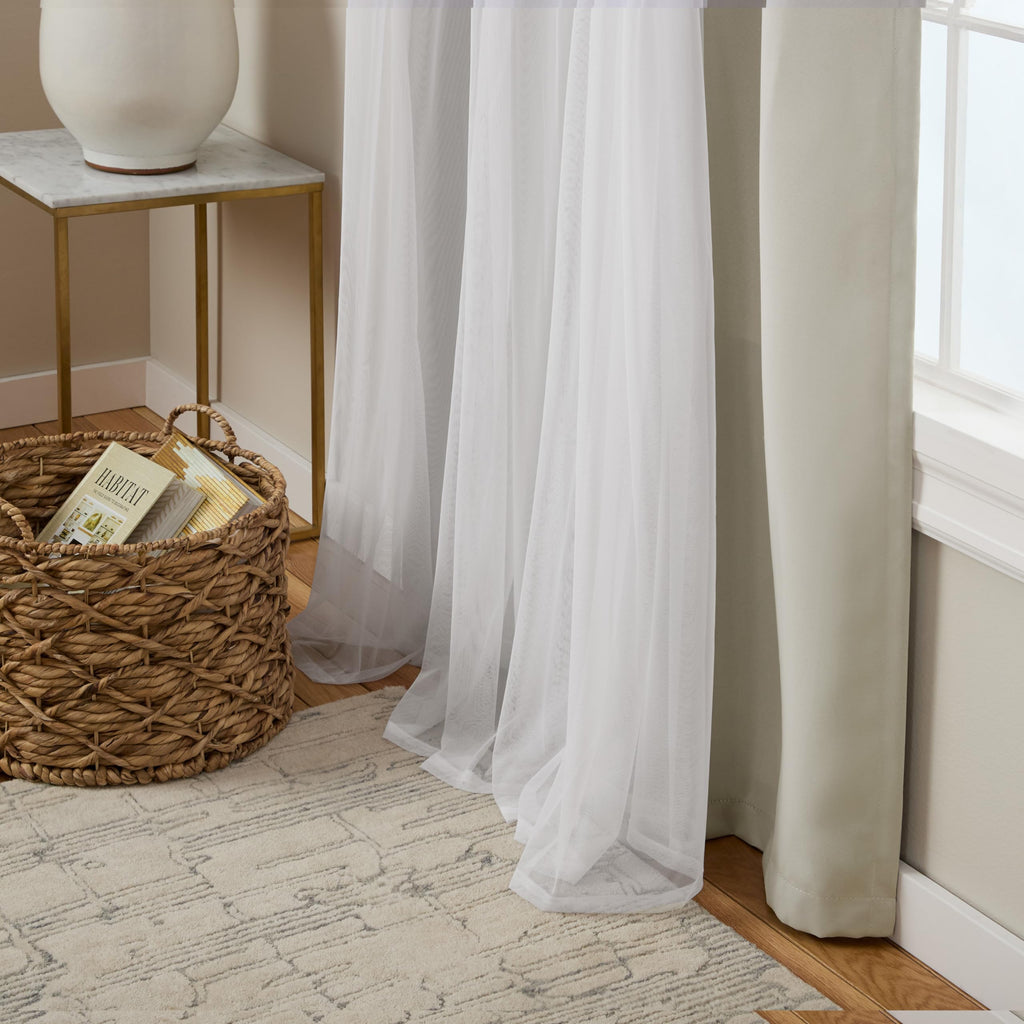 TOWN & COUNTRY LUXE Talia Double Layer Indoor Curtains, Sheer and Room Darkening Blackout, Grommet Top, Energy Efficient, 2-Pack Set, 52"x84", Rose Blush