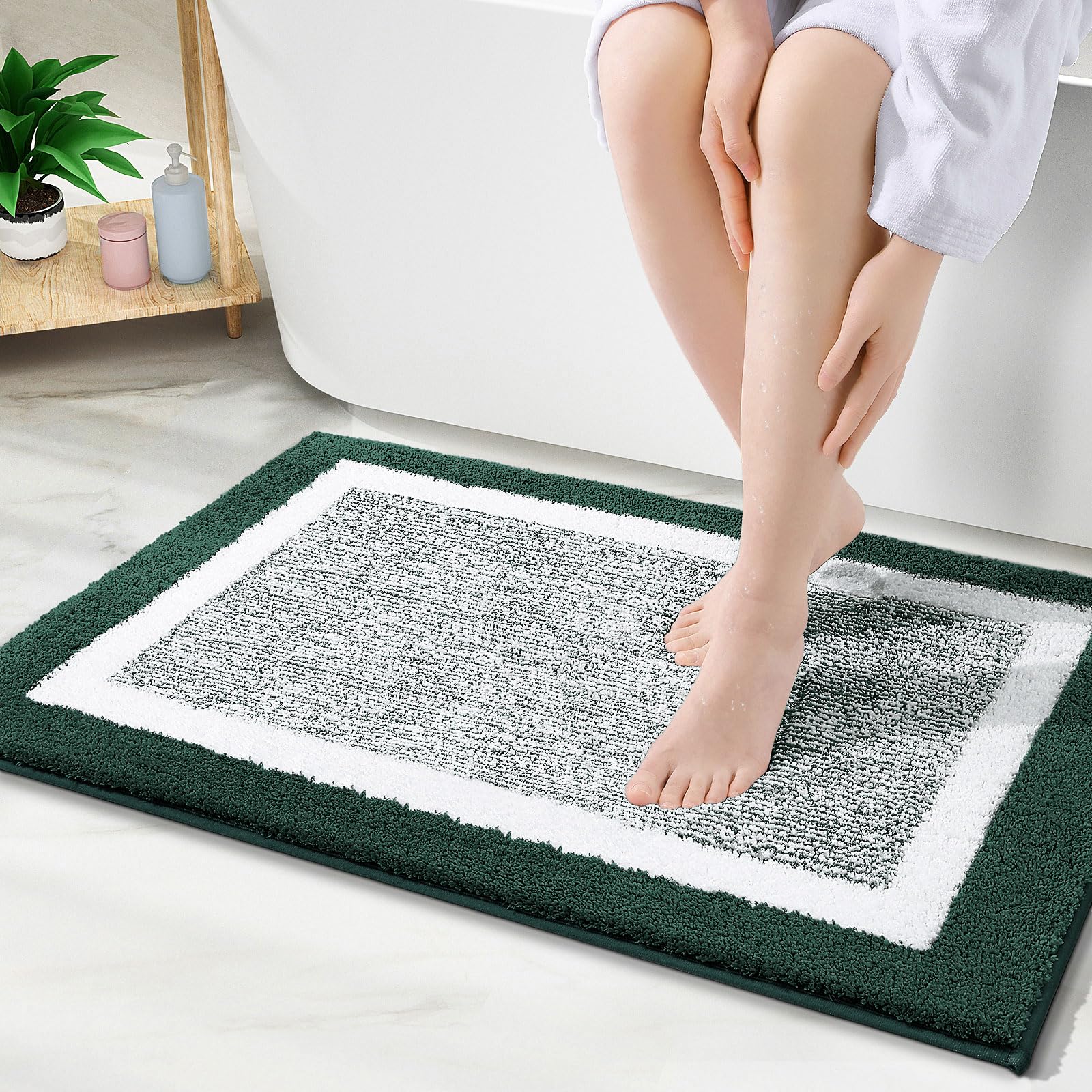 OLANLY Small Bathroom Rugs 24x16, Extra Soft and Absorbent Microfiber Bath Rugs, Non-Slip, Machine Washable, Quick Dry Shaggy Bath Carpet, Bath Mats for Bathroom Floor, Tub, Shower, Grey