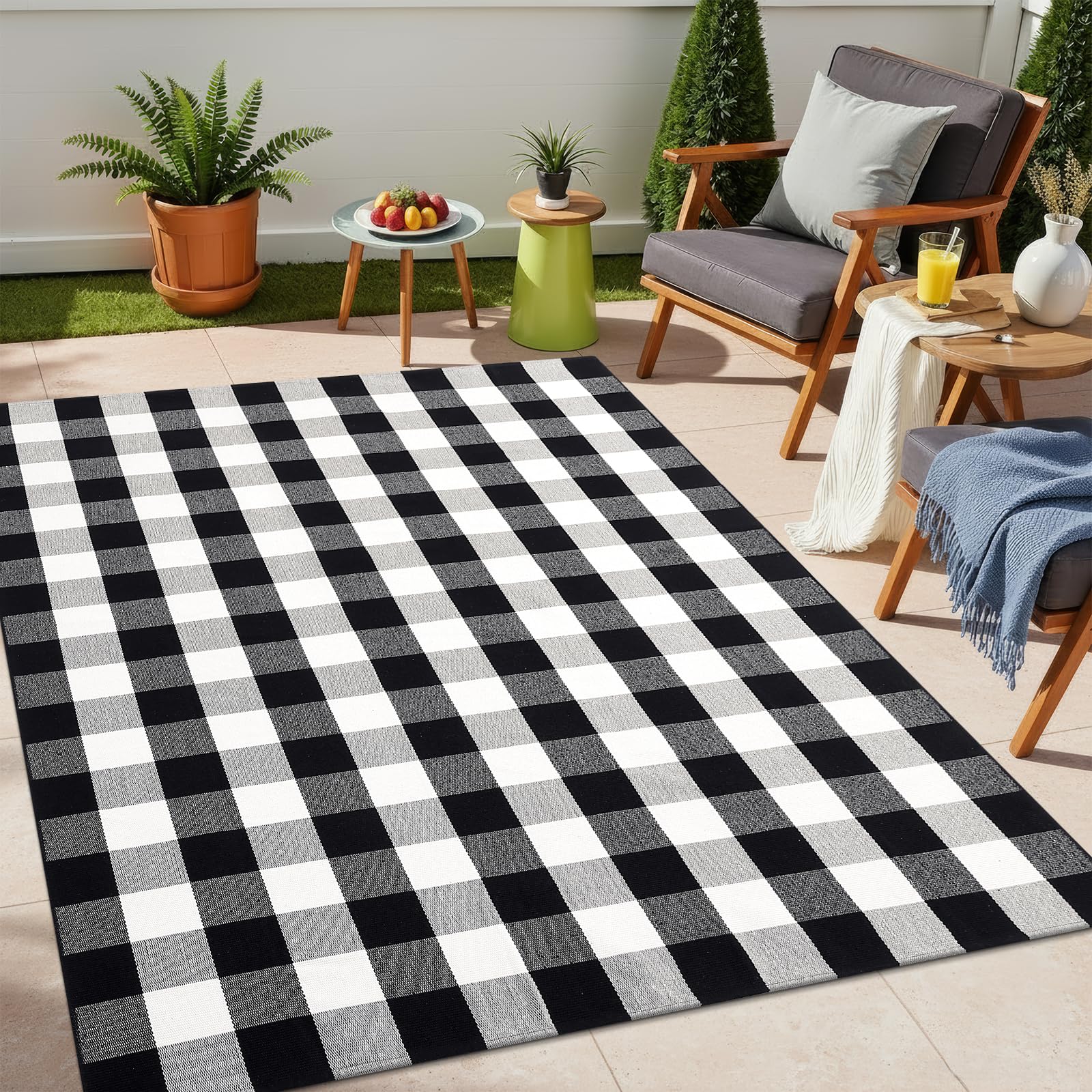 OLANLY Black and White Striped Rug 2'4" x 3'7" (27.5" x 43") – Washable Cotton Indoor Outdoor Doormat for Front Door, Entryway, Kitchen, Porch, Patio Decor