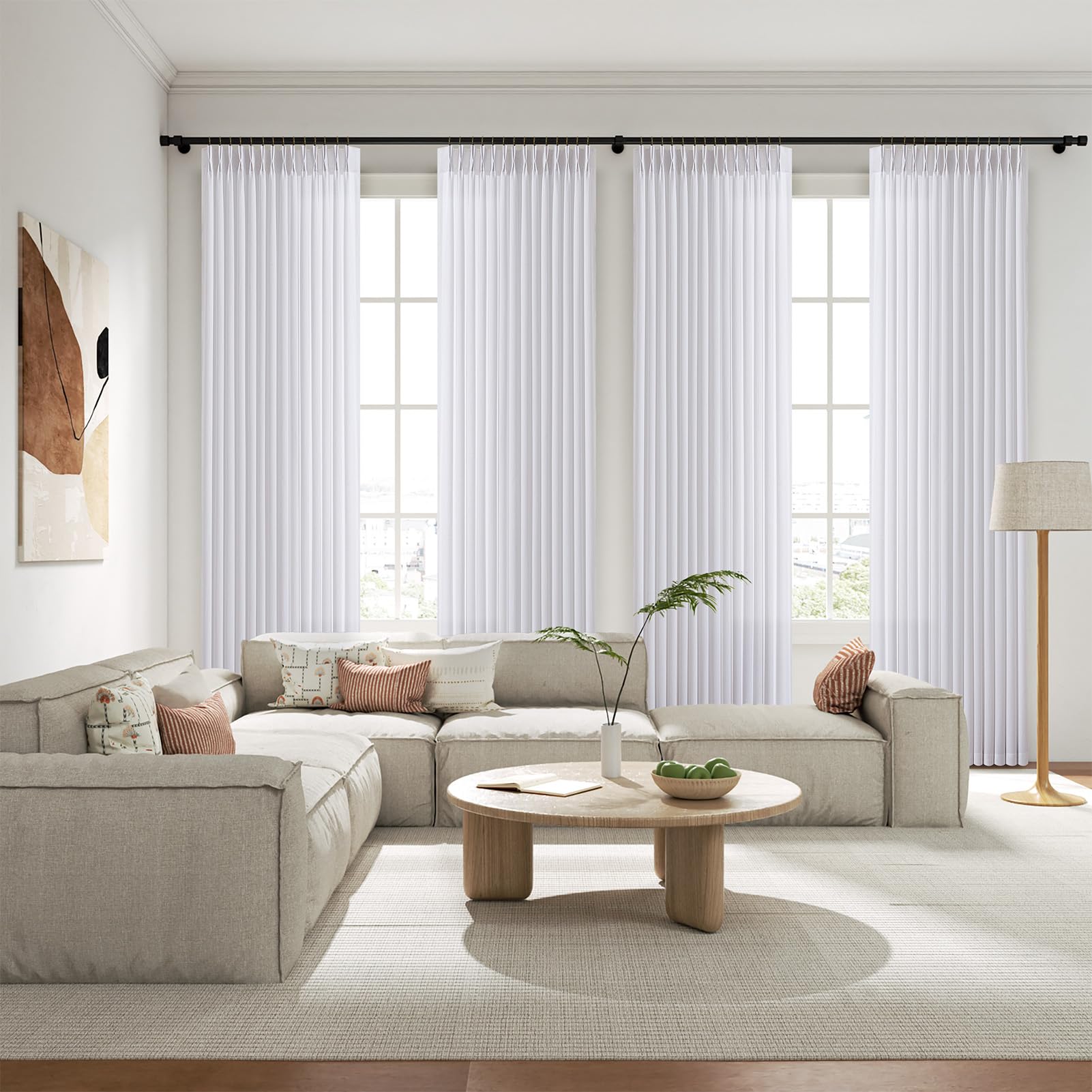 Pinch Pleated Linen Curtains 96 Inches Extra Long Olive Green Drapes, Thick Linen Light Filtering Memory Trained Pleat Curtain for Living Room and Bedroom Privacy 2 Panels Texture with Back Tab