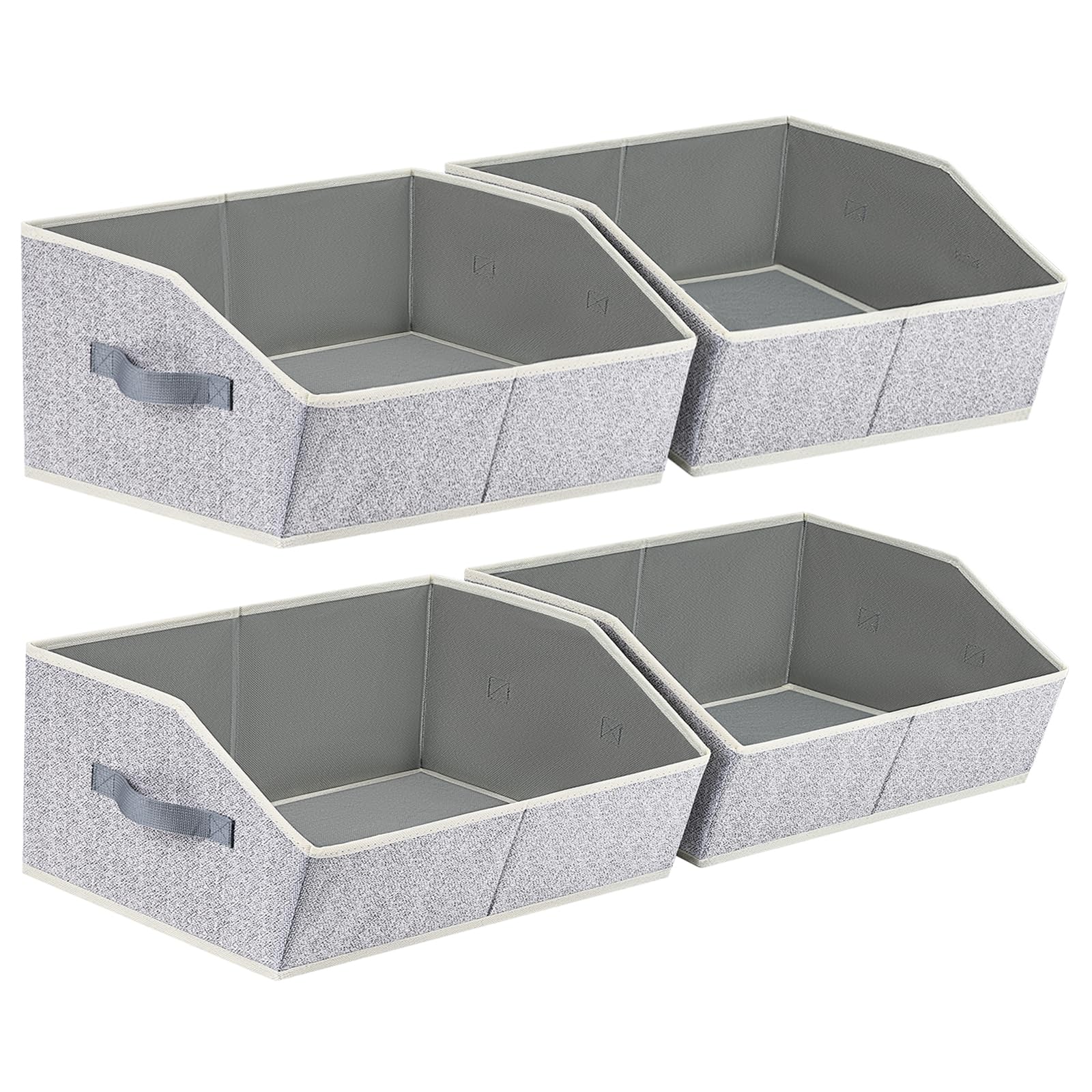 Homsorout Closet Organizers Bins 6 Packs - Large Closet Shelf Organizer with Handles, Fabric Trapezoid Storage Bins, Collapsible Storage Cubes for Clothes, Towels, Light Gray