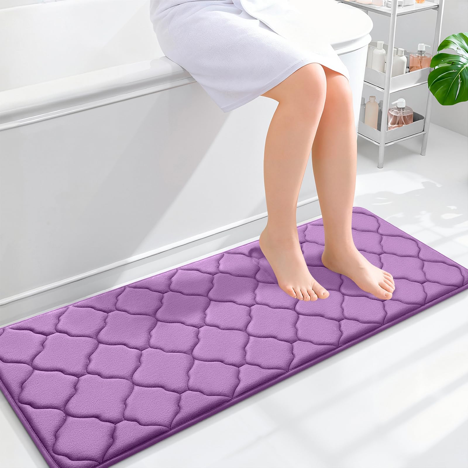 OLANLY Memory Foam Bath Mat Rug 24x16, Ultra Soft and Absorbent Bathroom Rugs, Non-Slip, Comfortable, Machine Washable Bath Carpet for Bathroom Floor, Tub, Shower and Home Decor Accessories, Black
