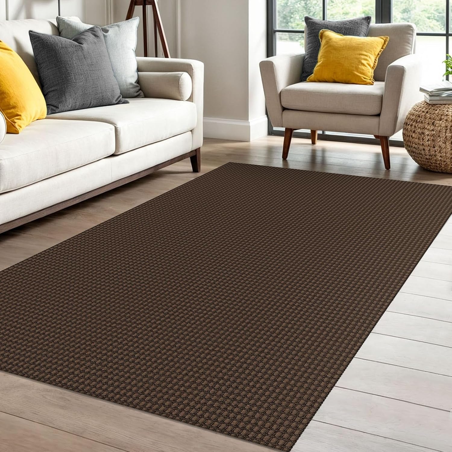 IOHOUZE Small Area Rug 2x3 Washable Woven Rugs for Entryway Non Slip Rubber Backed Kitchen Rugs Indoor Outdoor Doormat Throw Rug Floor Carpet for Entrance Front Door, Orange/Tan/Brown