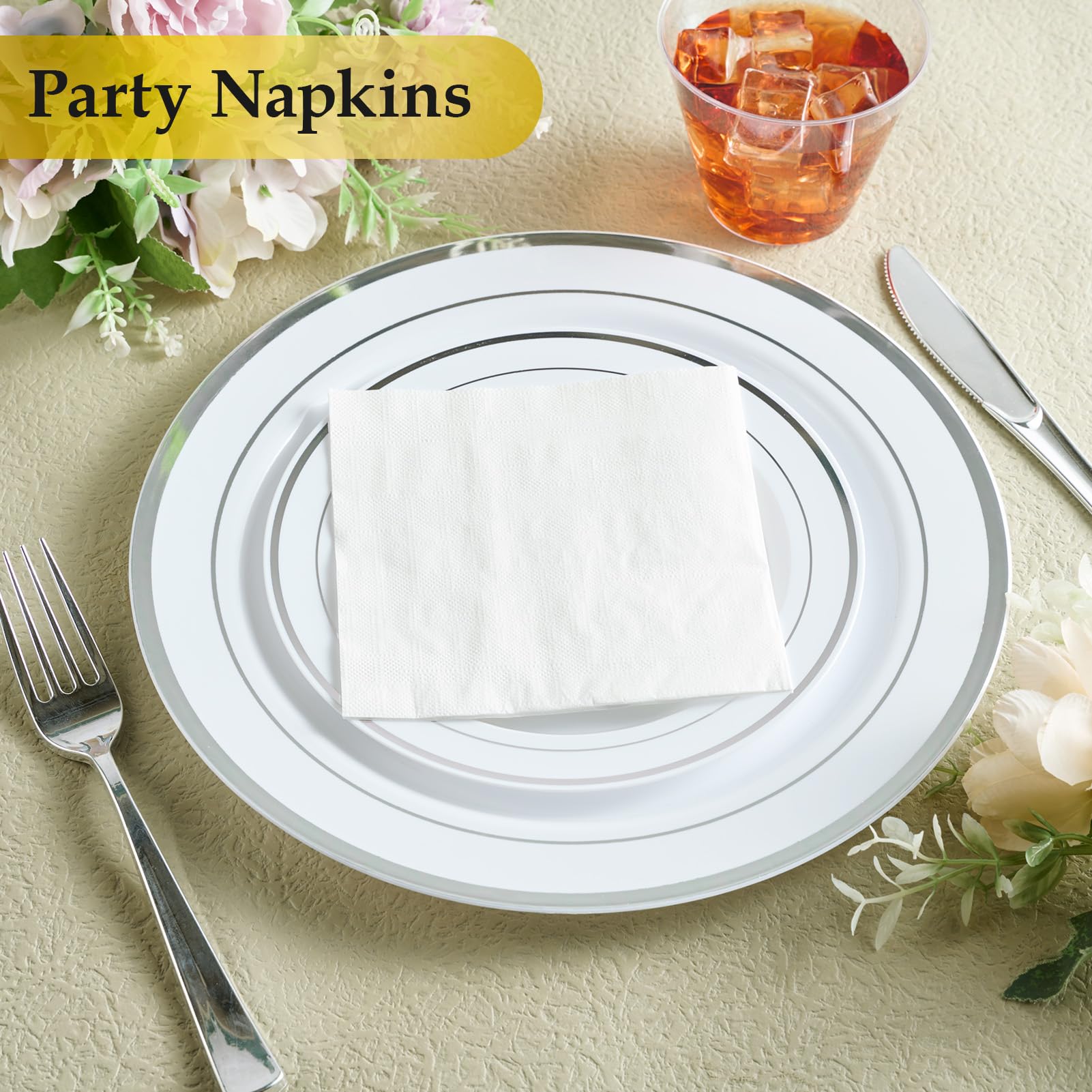 Vplus 200 Pack Cocktail Napkins Paper, 3-Ply Beverage Napkins, Disposable Gold Square Napkins, Perfect for Restaurant, Event, Bar, Wedding, Baby Shower and Birthday Party