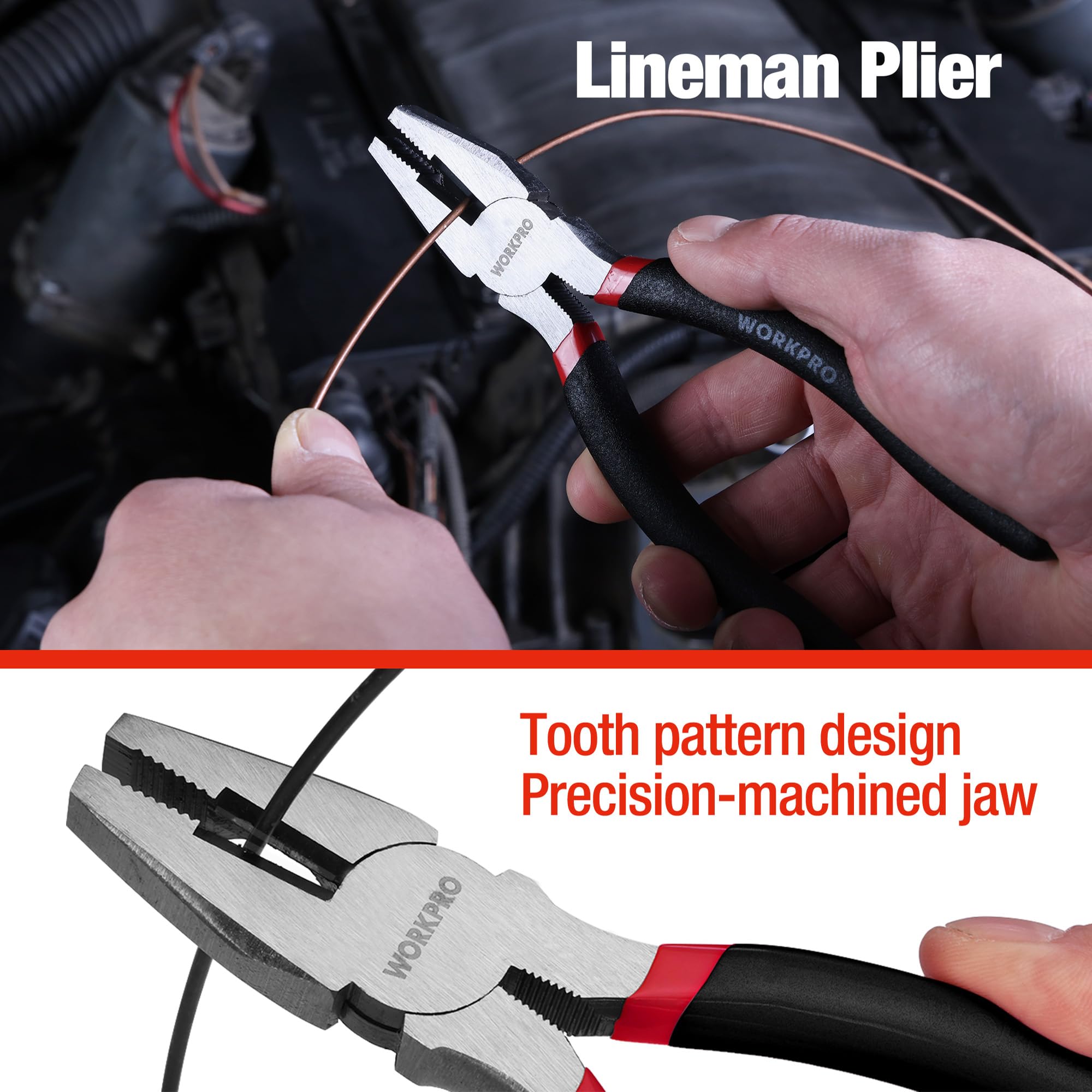 7-piece WORKPRO Pliers Set with Groove Joint, Long Nose, Slip Joint, Linesman, and Diagonal Pliers for DIY & Home Use