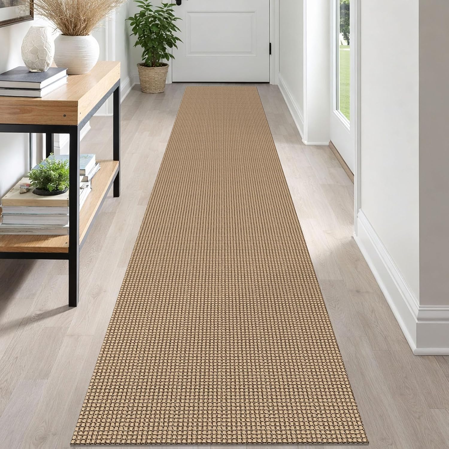IOHOUZE Small Area Rug 2x3 Washable Woven Rugs for Entryway Non Slip Rubber Backed Kitchen Rugs Indoor Outdoor Doormat Throw Rug Floor Carpet for Entrance Front Door, Orange/Tan/Brown