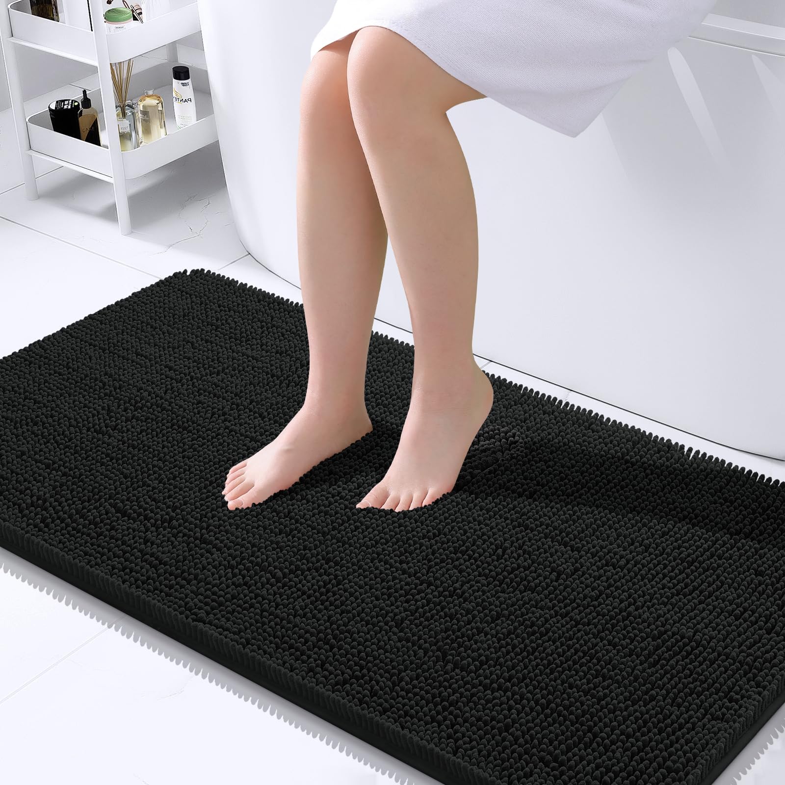 OLANLY Bathroom Rugs 30x20, Extra Soft Absorbent Chenille Bath Rugs, Rubber Backing Quick Dry, Machine Washable Bath Mats for Bathroom Floor, Tub and Shower, Home Decor Accessories, Grey