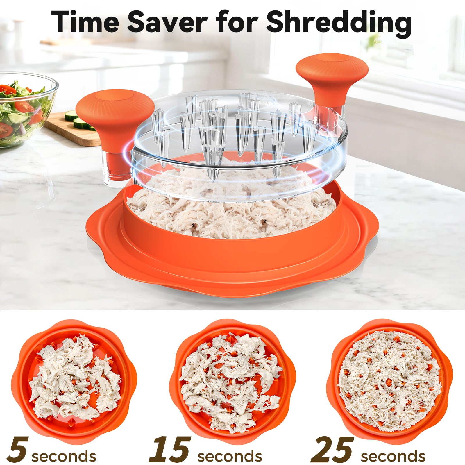 Ukeetap 10" Pro Chicken Shredder Tool Twist Large for Kitchen, BPA-Free Food-Safe Meat Grinder, Visible Chicken Breast Meat Shredder with Strong Anti-Slip Bottom & Ergonomic Handle, Black