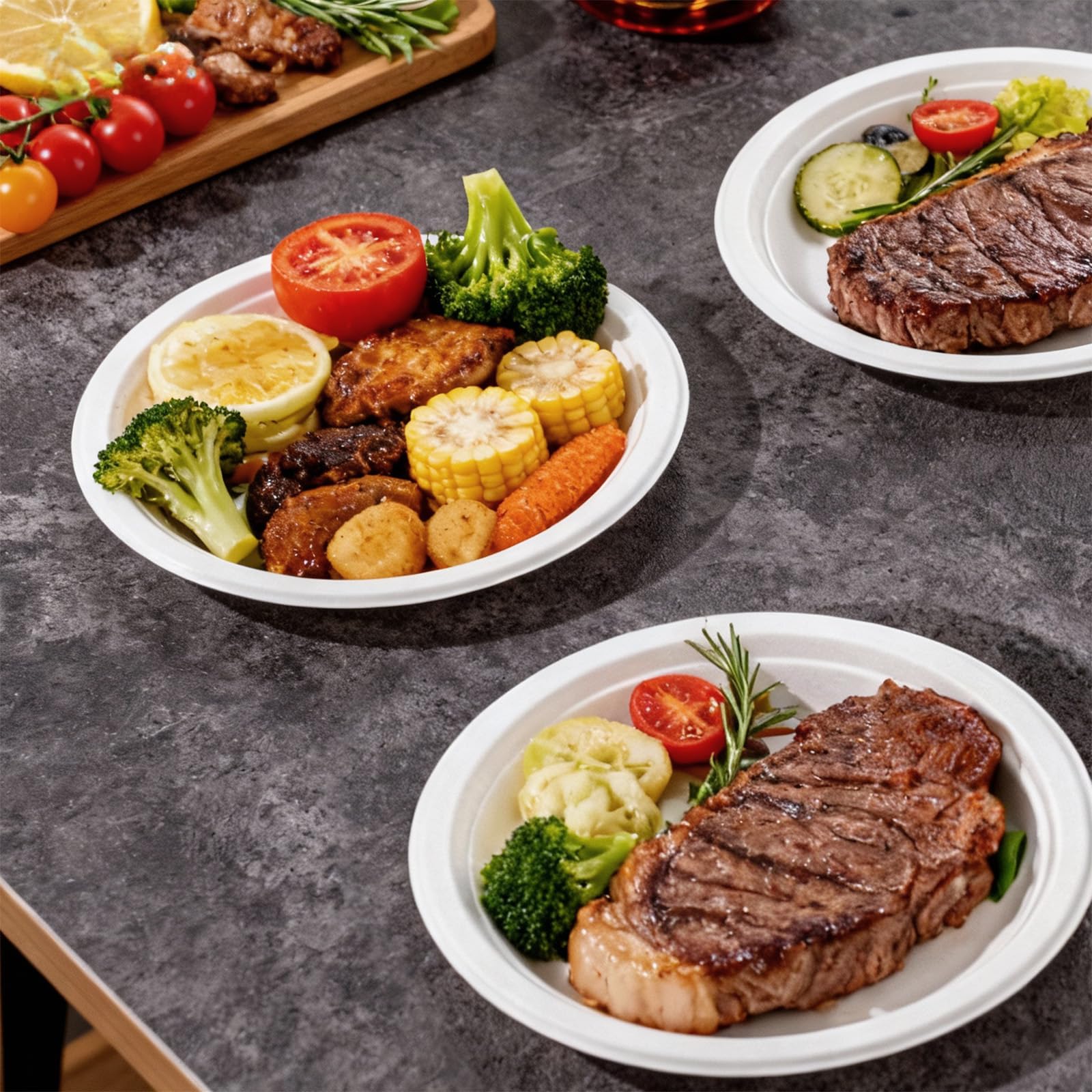 DaYammi 100% Compostable Oval Paper Plates 12 Inch, 60-Pack Heavy Duty Paper Plates Bulk,Biodegradable Bagasse,Eco-Friendly Disposable Dinner Plate for BBQ,Picnic,Party (BPI Certified,Microwaveable)