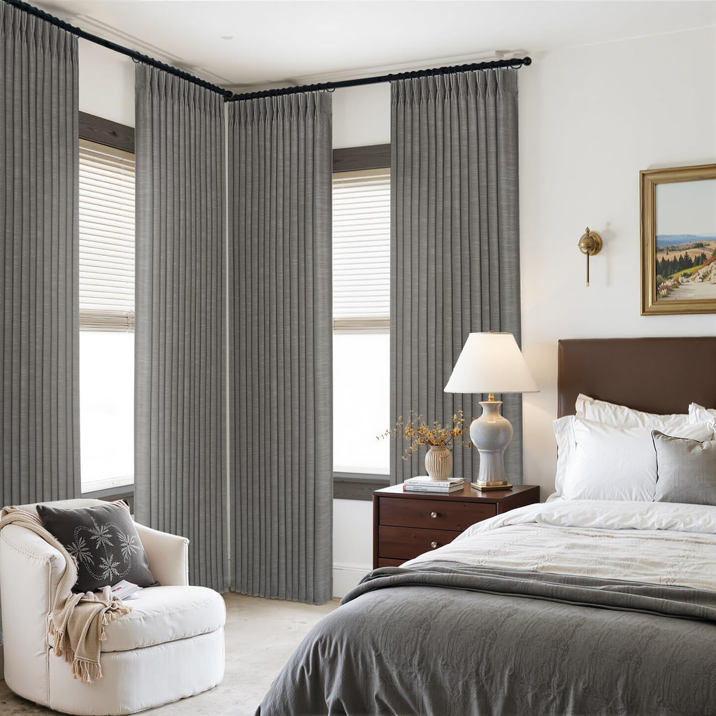 Topfinel 84 Inch Long Natural Blackout Curtains for Bedroom Livingroom, Farmhouse Back Tab Pinch Pleated Drapes for Track System,Neutral Linen Ambiance & Privacy Drapes Natural 52" W*84" L