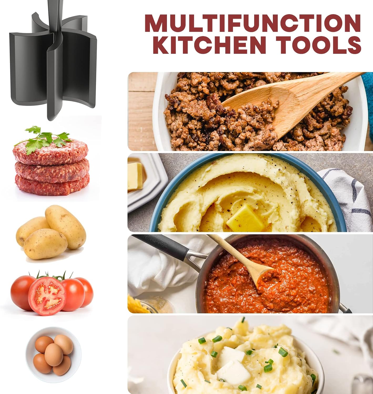Black Meat Chopper And Meat Tenderizer Tool