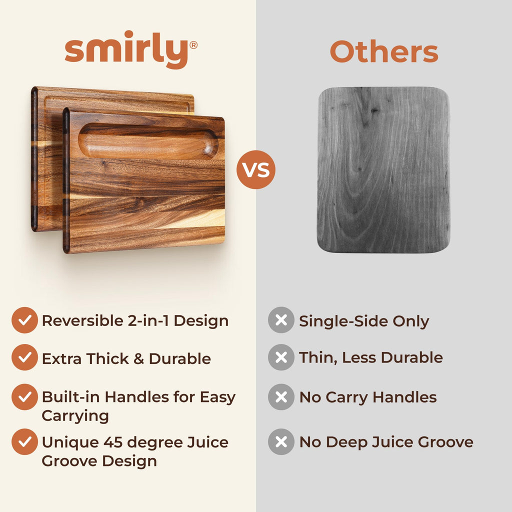 Smirly Non Toxic Larch Cutting Boards for Kitchen [1.2" Thickness][17"Extra Large] Cutting Chopping Board with Deep Juice Groove Heavy Duty & Easy Clean