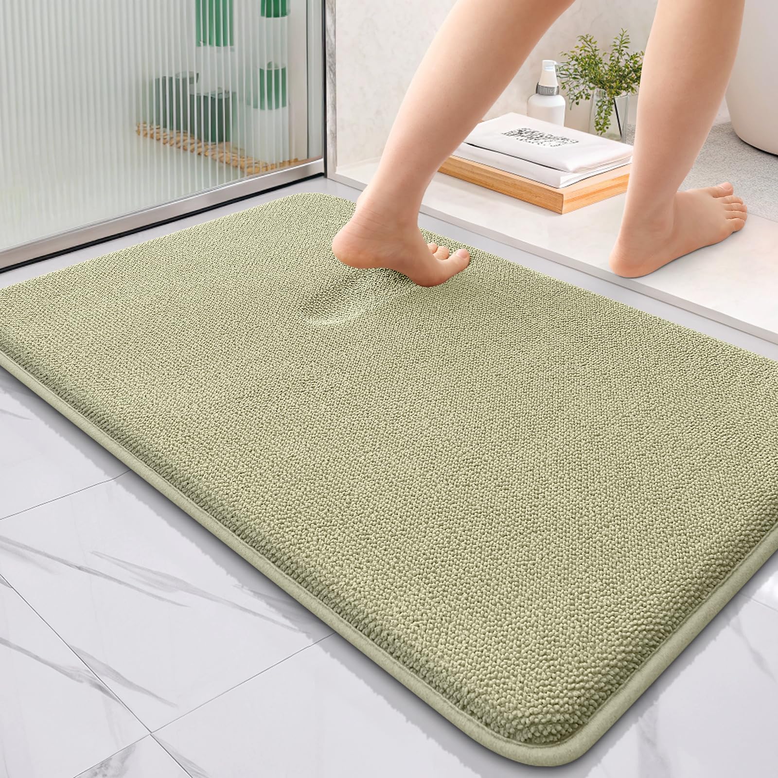 OLANLY Thick Memory Foam Bath Mat Rug 30x20, Extra Soft Absorbent Bathroom Rugs, Quick Dry Bath Mats, Non-Slip, Machine Washable Carpet for Bathroom, Tub and Shower, Home Decor Accessories, Grey