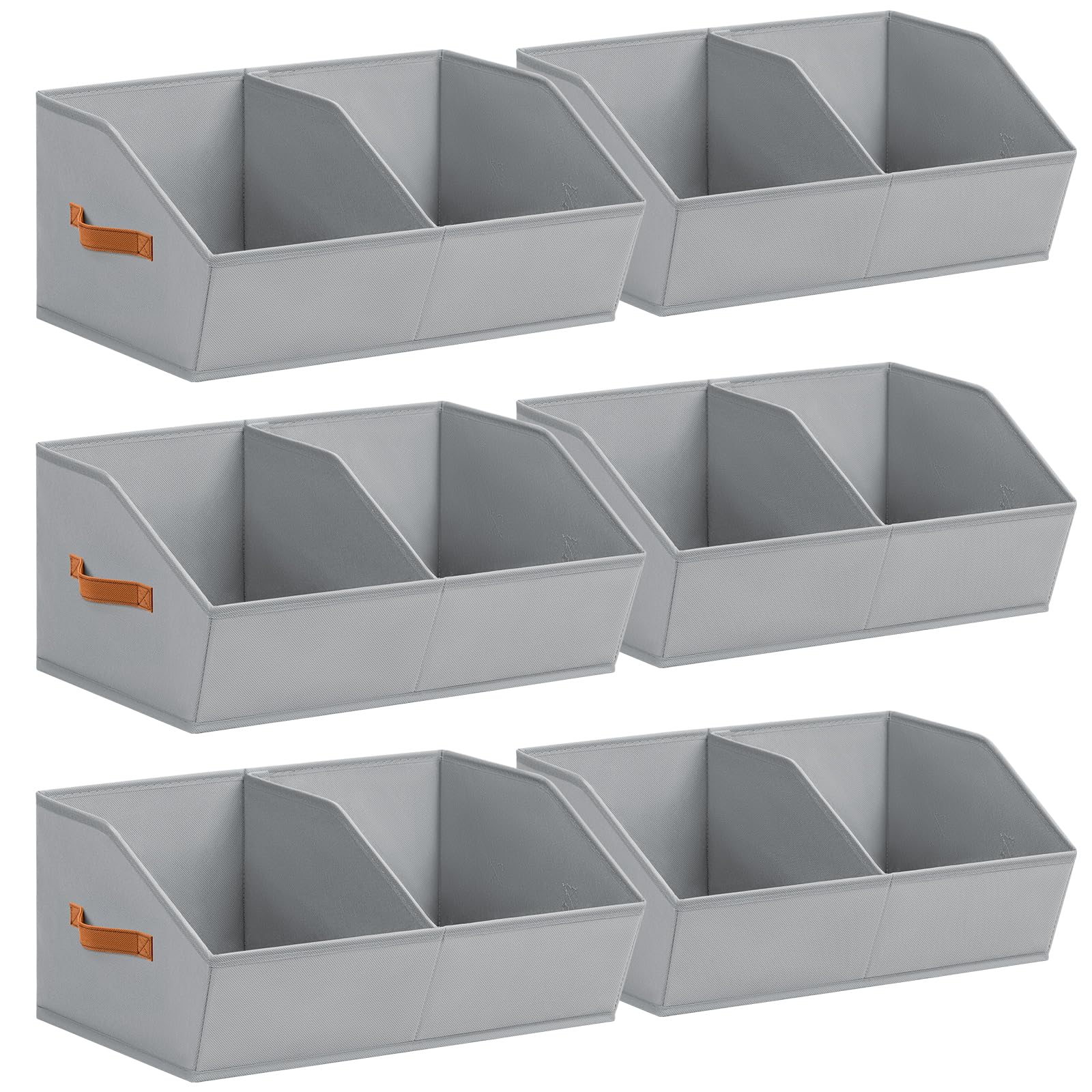 Homsorout Closet Organizers and Storage Bins - 8 Pack Collapsible Divided Trapezoidal Cube Storage Bins Baskets with Orange Handle for Organizing Clothes Blankets, Toys, Books, Towels(Beige)