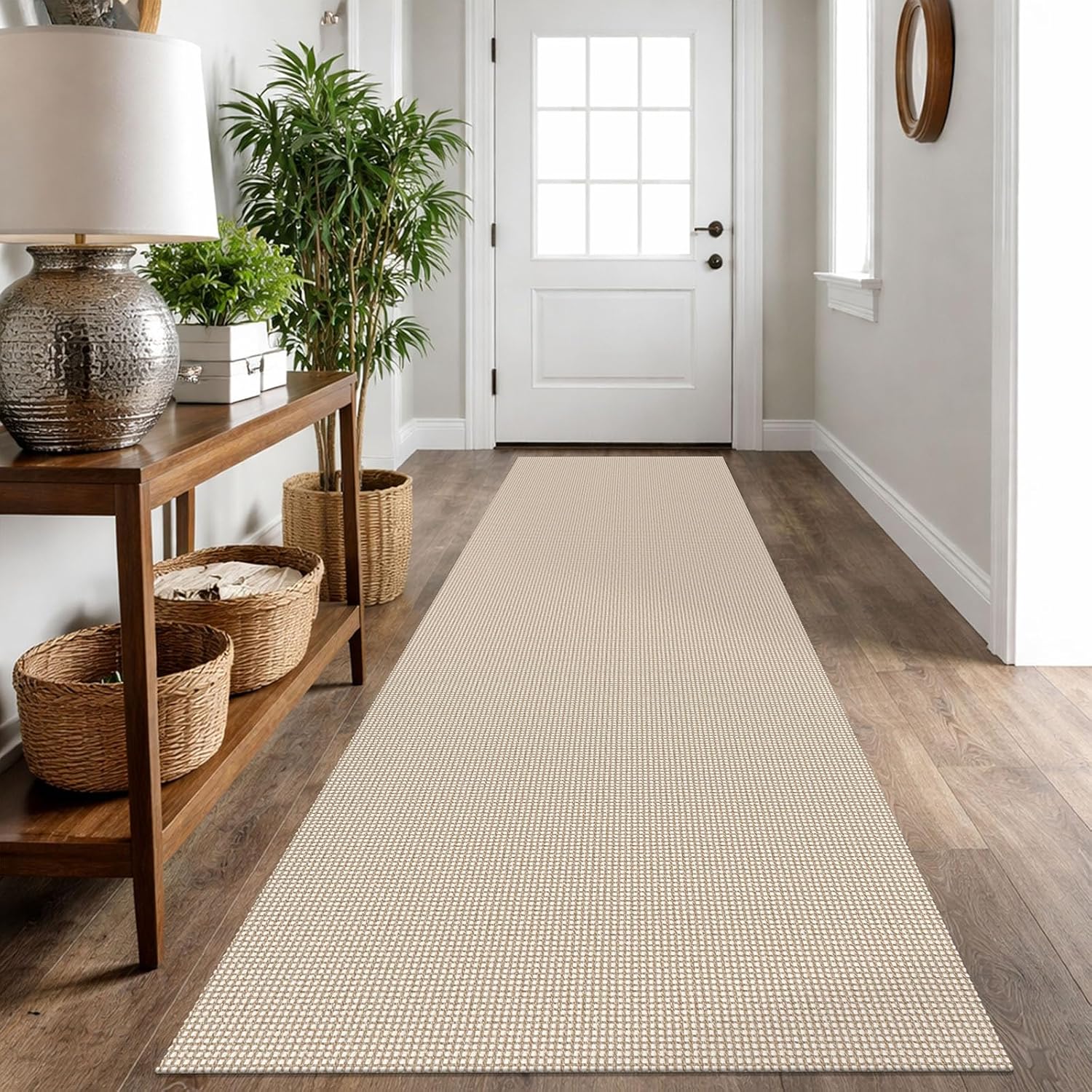 IOHOUZE Small Area Rug 2x3 Washable Woven Rugs for Entryway Non Slip Rubber Backed Kitchen Rugs Indoor Outdoor Doormat Throw Rug Floor Carpet for Entrance Front Door, Orange/Tan/Brown