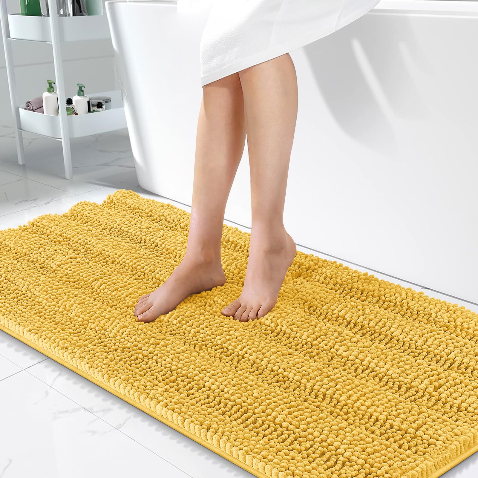 OLANLY Thick Bathroom Rugs 30x20, Extra Soft Absorbent Chenille Striped Bath Rugs, Rubber Backing, Machine Wash Dry, Bath Mats for Bathroom Floor, Tub and Shower, Home Decor Accessories, Grey