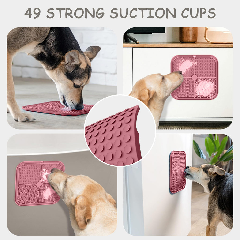 2 Pack Lick Mat for Dogs,Cats,Upgraded 8.5×8.5 inches Licking Mats with Suction Cups,Slow Feeder Licking Pad for Anxiety Relief and Boredom Reducer,Suitable for Dog Training Set 2