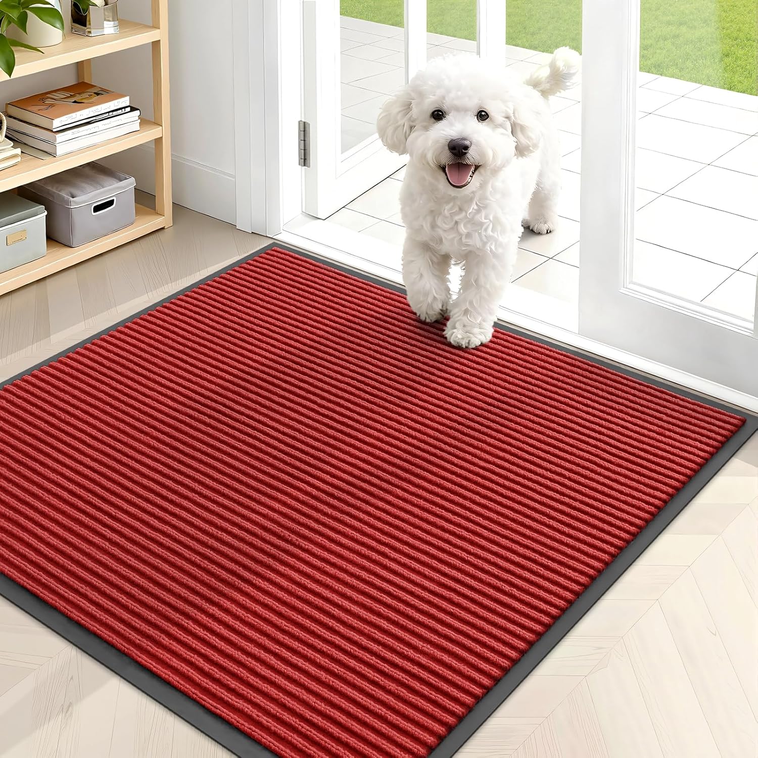 OLANLY Front Door Mat Indoor Outdoor Entrance, Waterproof Heavy Duty Doormat, Fade Resistant, Low Profile, Easy Clean Patio Porch Welcome Floor Mats for Entry, 29.5x17, Beige