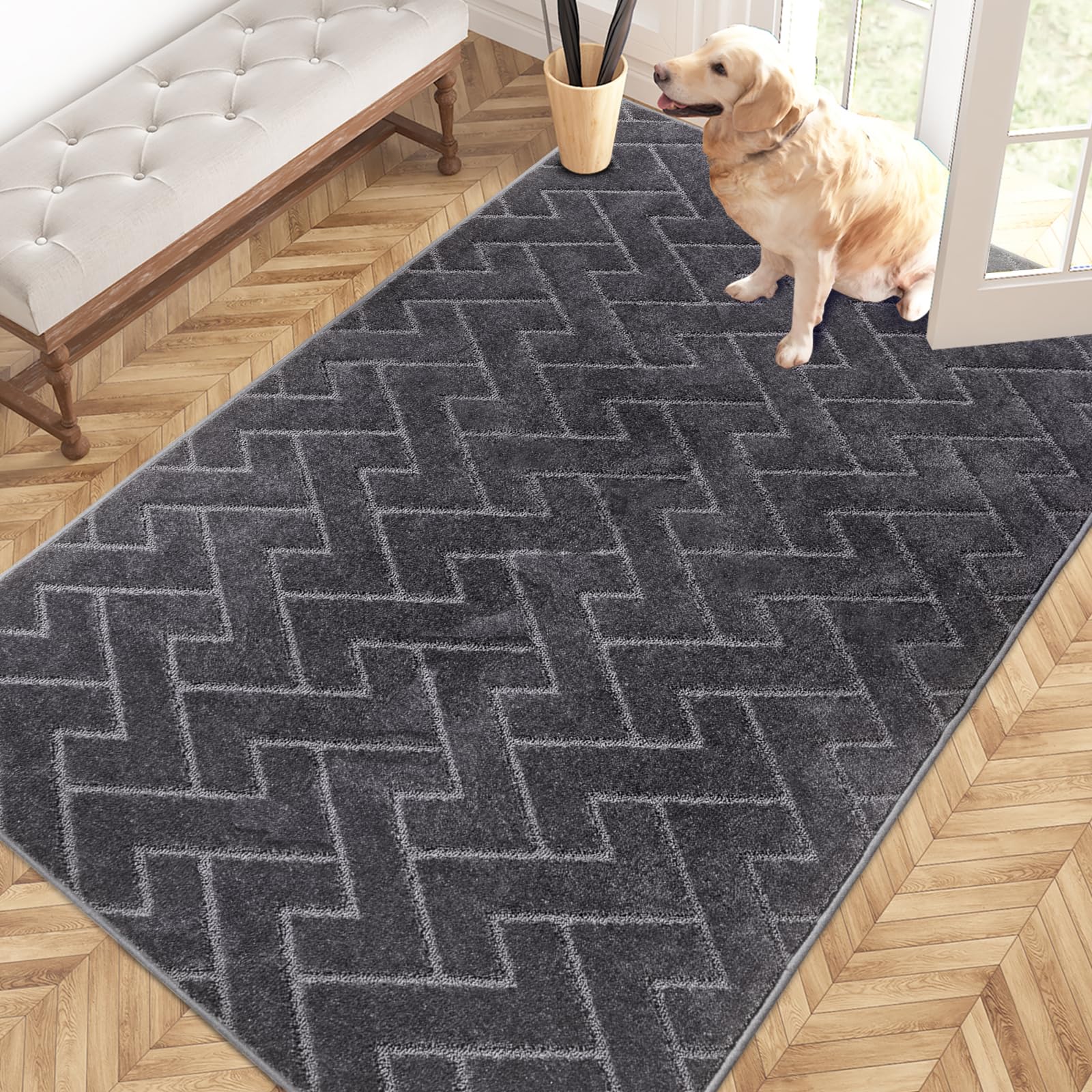 PURRUGS Dirt Trapping Door Mat 20" x 31.5", Non-Slip Machine Washable Entry Rug, Dog Doormat, Indoor Front Door Mat, Super Absorbent Entryway Rug for Muddy Shoes & Paws, Taupe